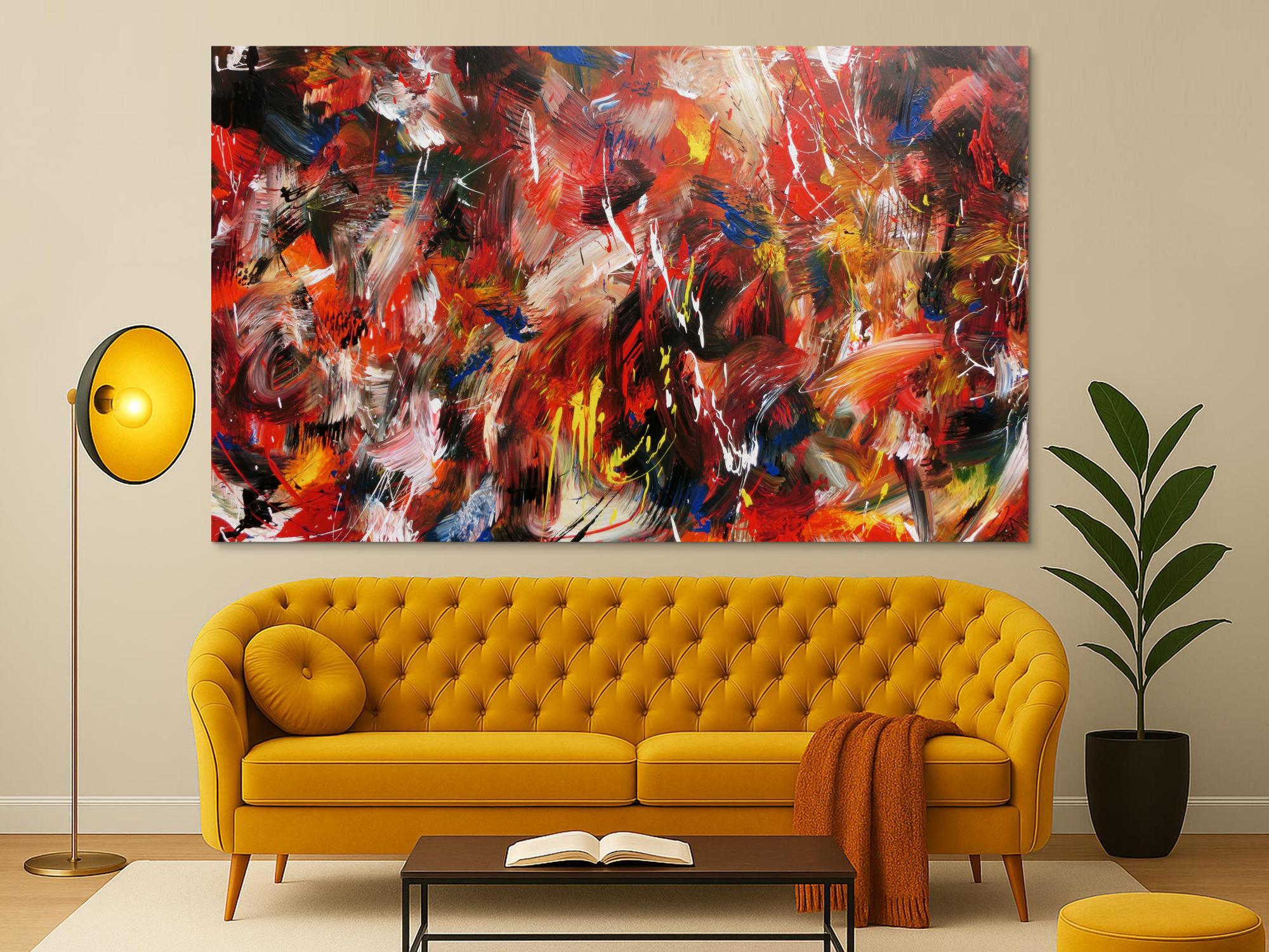 Abstraktes Acrylbild sehr bunt in Mischtechnik expressionistisch modern