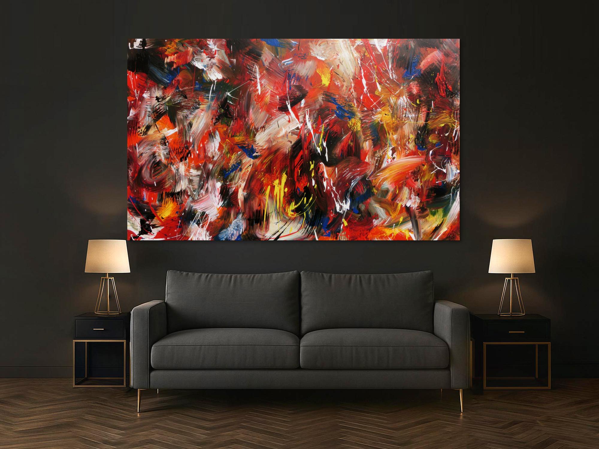 Abstraktes Acrylbild sehr bunt in Mischtechnik expressionistisch modern