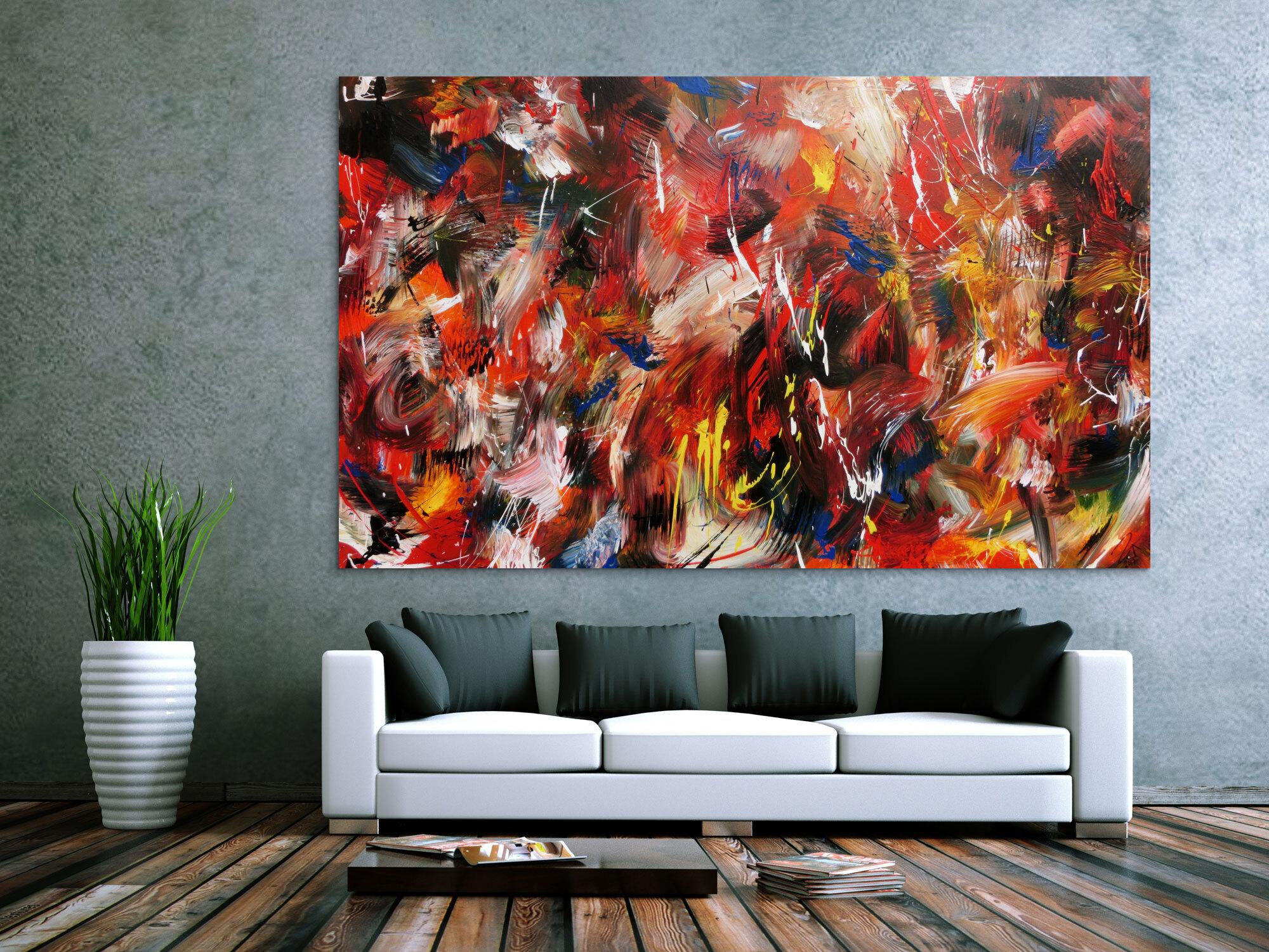 Abstraktes Acrylbild sehr bunt in Mischtechnik expressionistisch modern