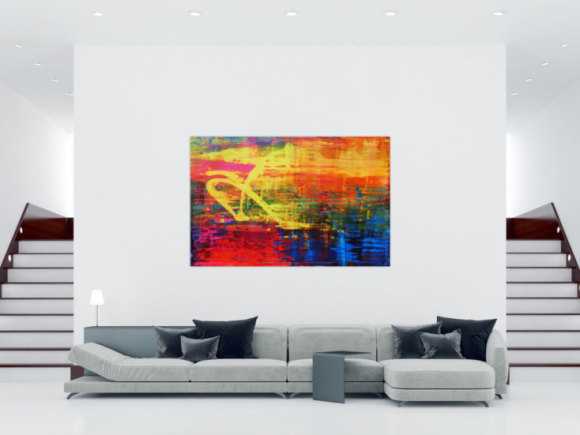 Abstraktes Acrylbild sehr bunt modern in Mischtechnik sehr intensive Farben