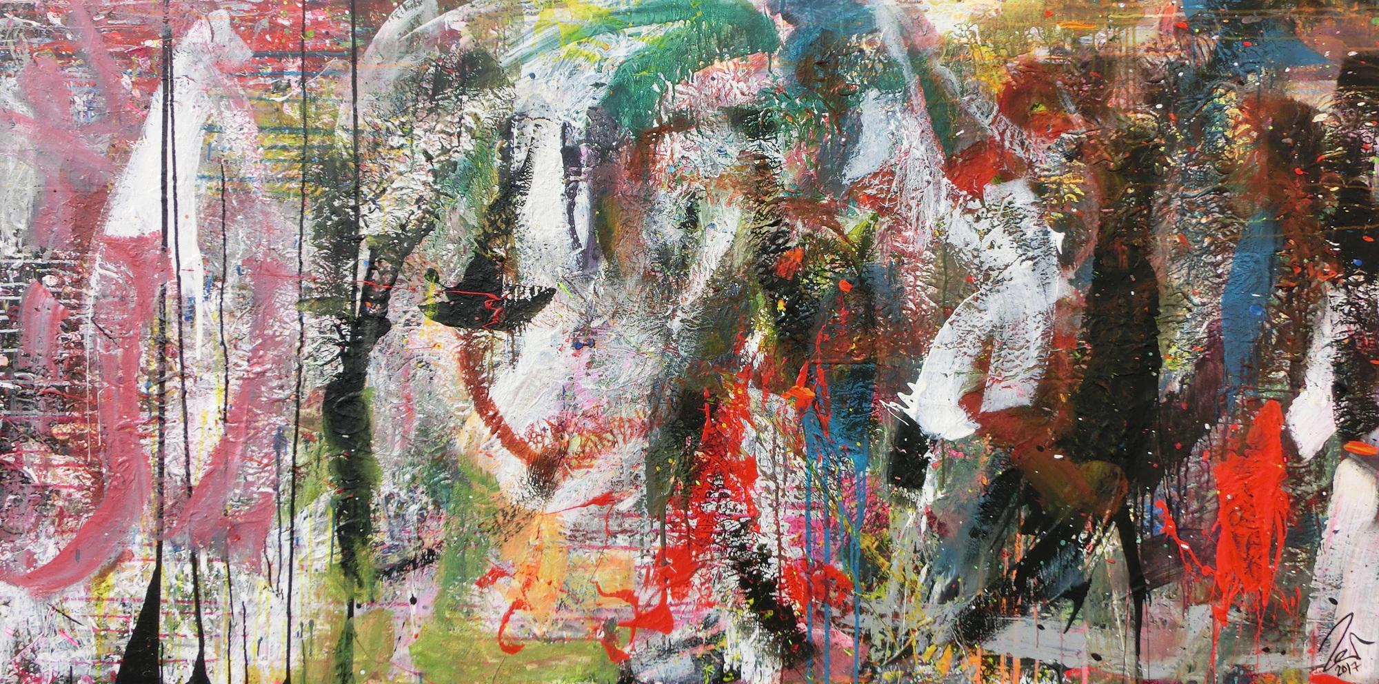 Sehr abstraktes modernes Acrylbild in Mischtechnik