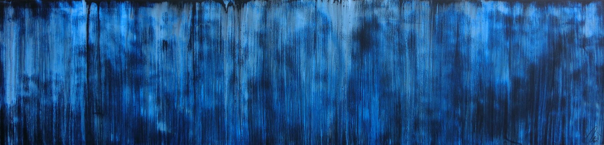 Abstraktes Acrylbild in dunkelblau und schwarz sehr modern
