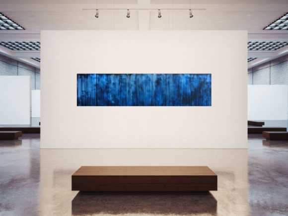 Abstraktes Acrylbild in dunkelblau und schwarz sehr modern