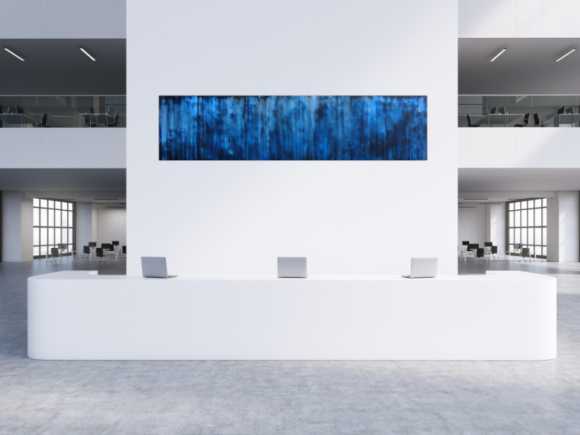 Abstraktes Acrylbild in dunkelblau und schwarz sehr modern