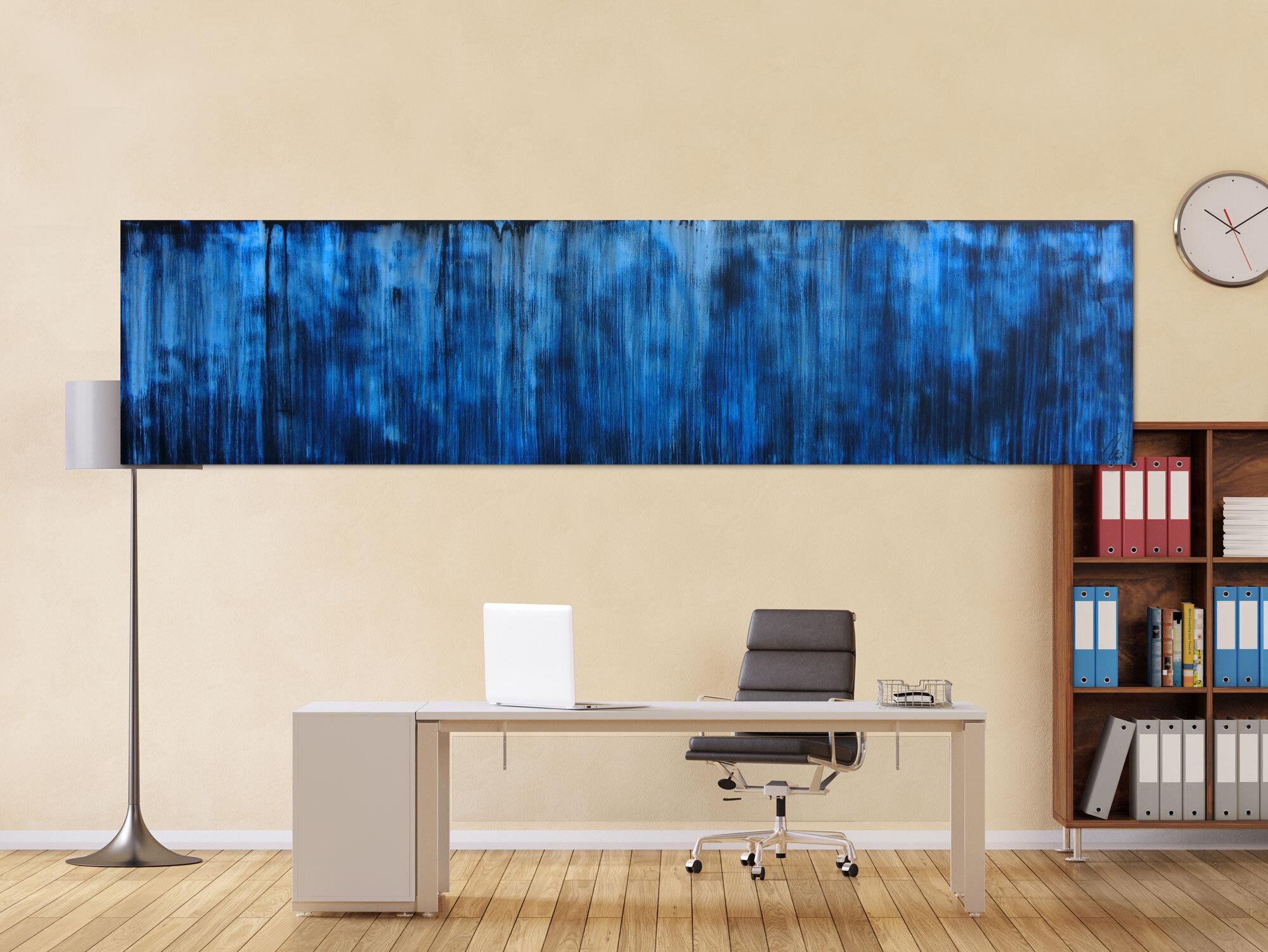 Abstraktes Acrylbild in dunkelblau und schwarz sehr modern