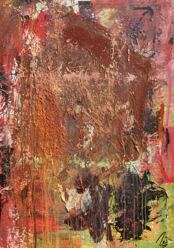 Abstraktes Gemälde in Mischtechnik Acryl und Rost sehr modern und einzigartig mit Struktur