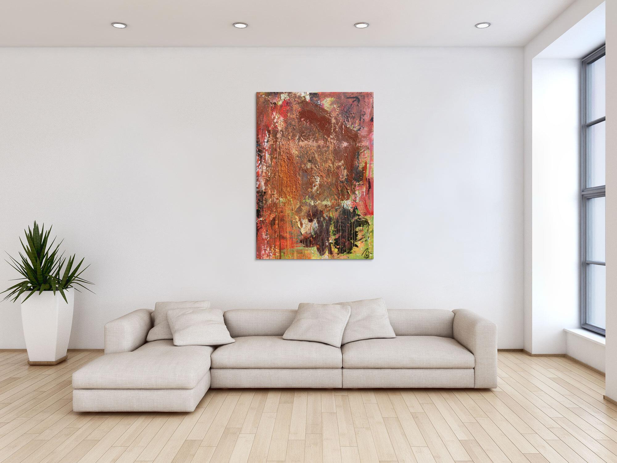 Abstraktes Gemälde in Mischtechnik Acryl und Rost sehr modern und einzigartig mit Struktur