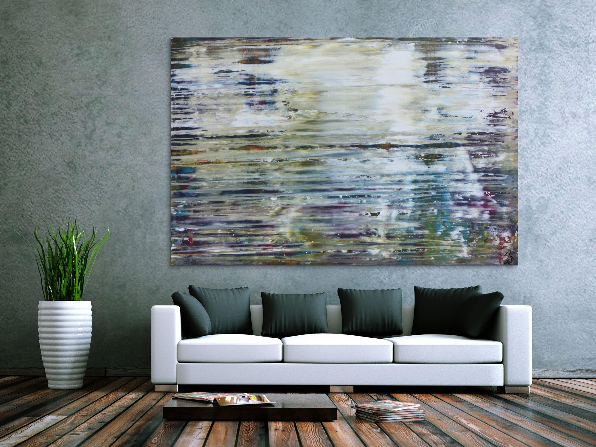 Abstraktes Gemälde sehr modern in Spachteltechnik mit hellen Farben