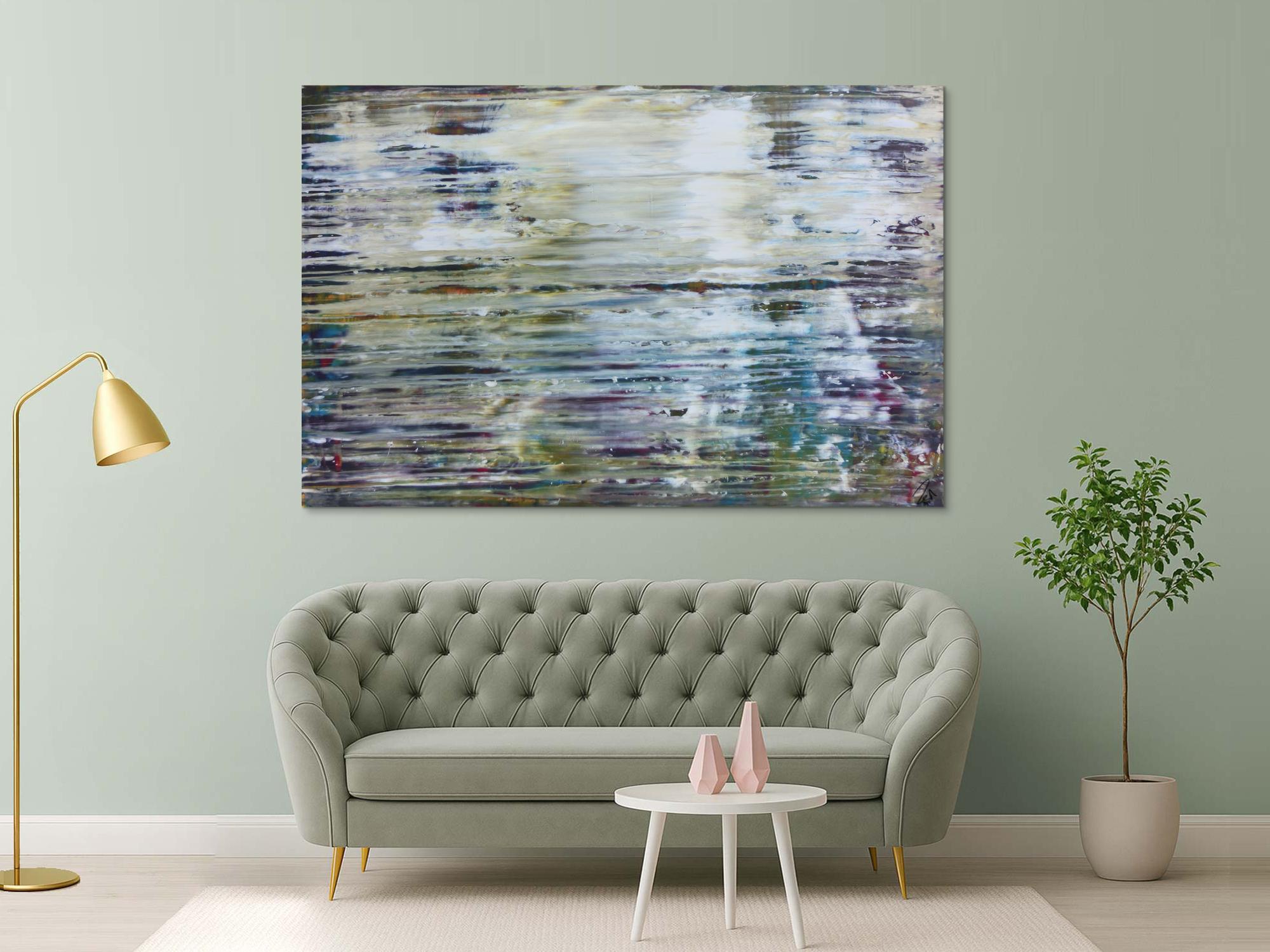 Abstraktes Gemälde sehr modern in Spachteltechnik mit hellen Farben