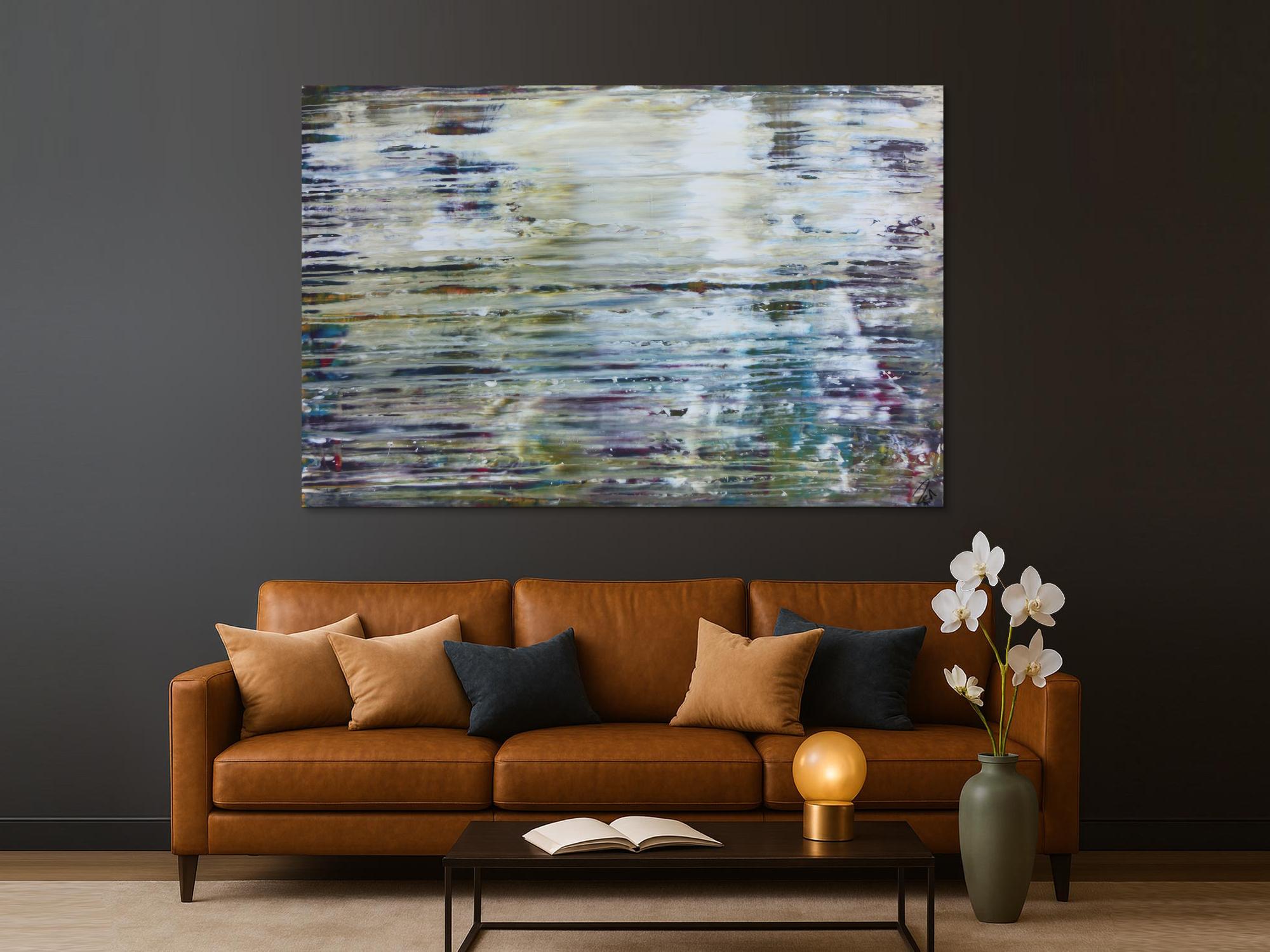 Abstraktes Gemälde sehr modern in Spachteltechnik mit hellen Farben