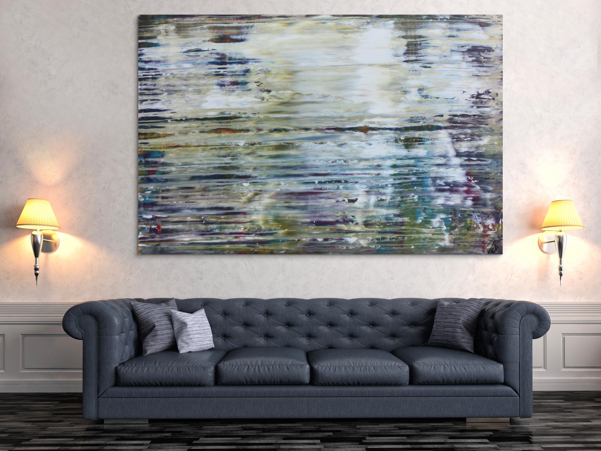 Abstraktes Gemälde sehr modern in Spachteltechnik mit hellen Farben