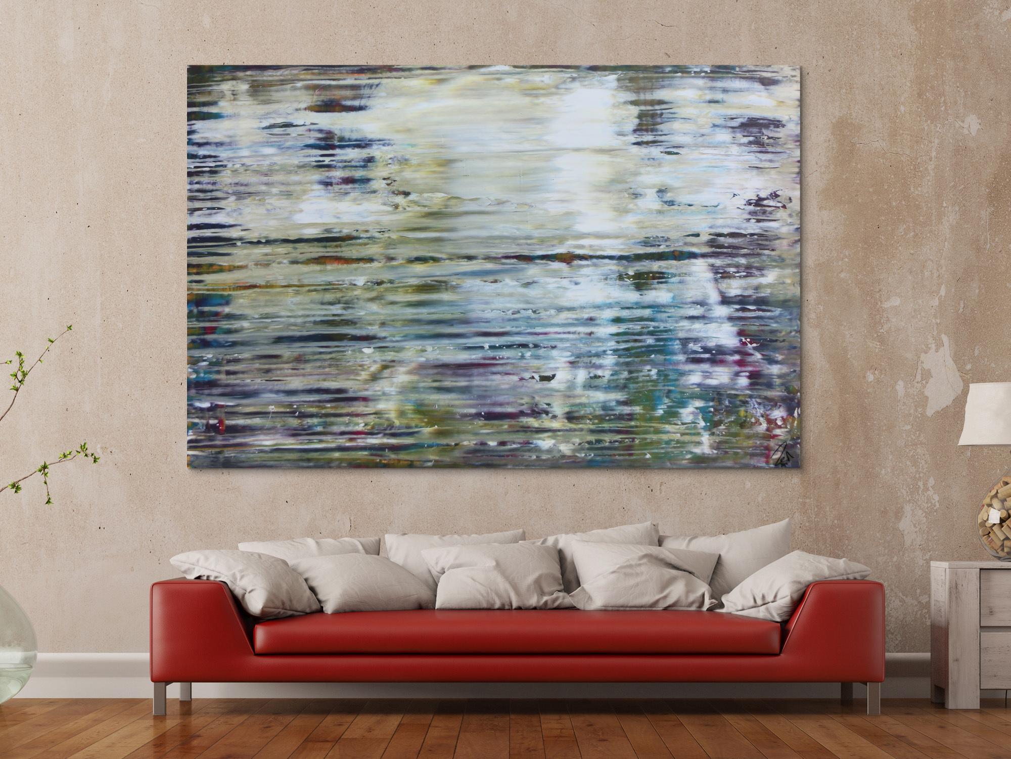 Abstraktes Gemälde sehr modern in Spachteltechnik mit hellen Farben