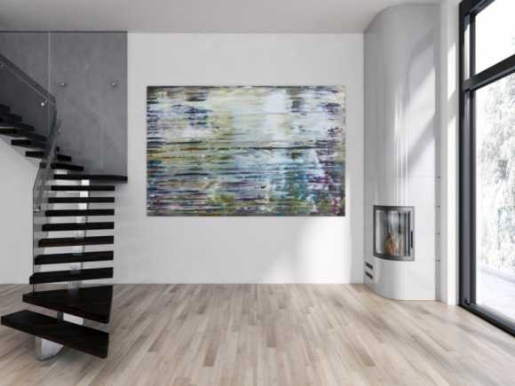 Abstraktes Gemälde sehr modern in Spachteltechnik mit hellen Farben