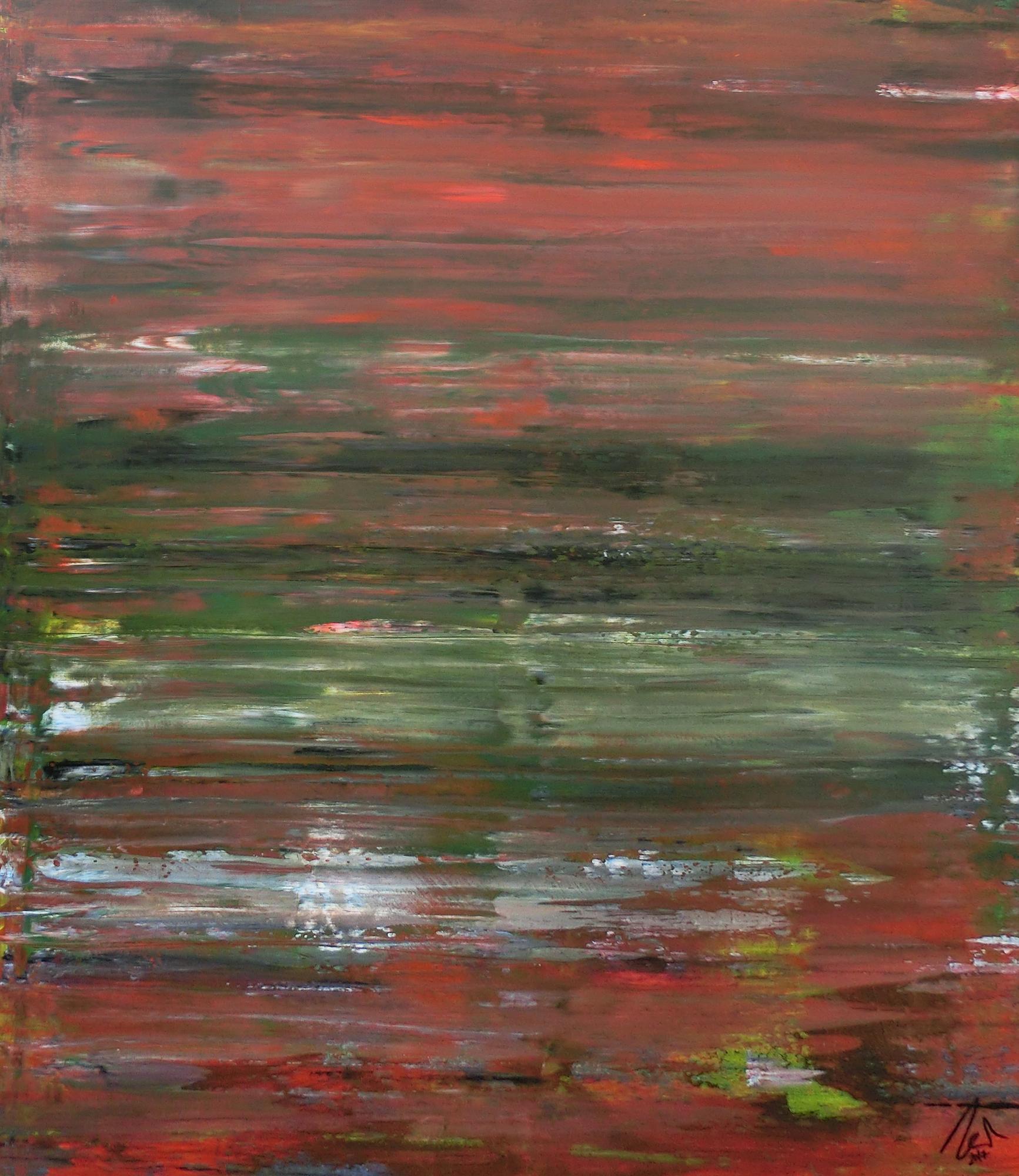 Abstraktes Acrylbild Spachteltechnik sehr modern braune und grüne Farbtöne