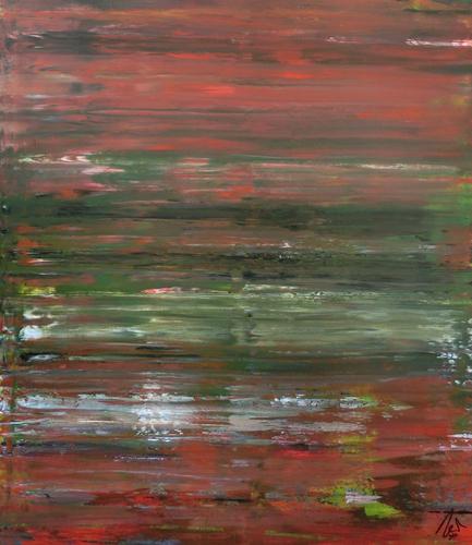 Abstraktes Acrylbild Spachteltechnik sehr modern braune und grüne Farbtöne