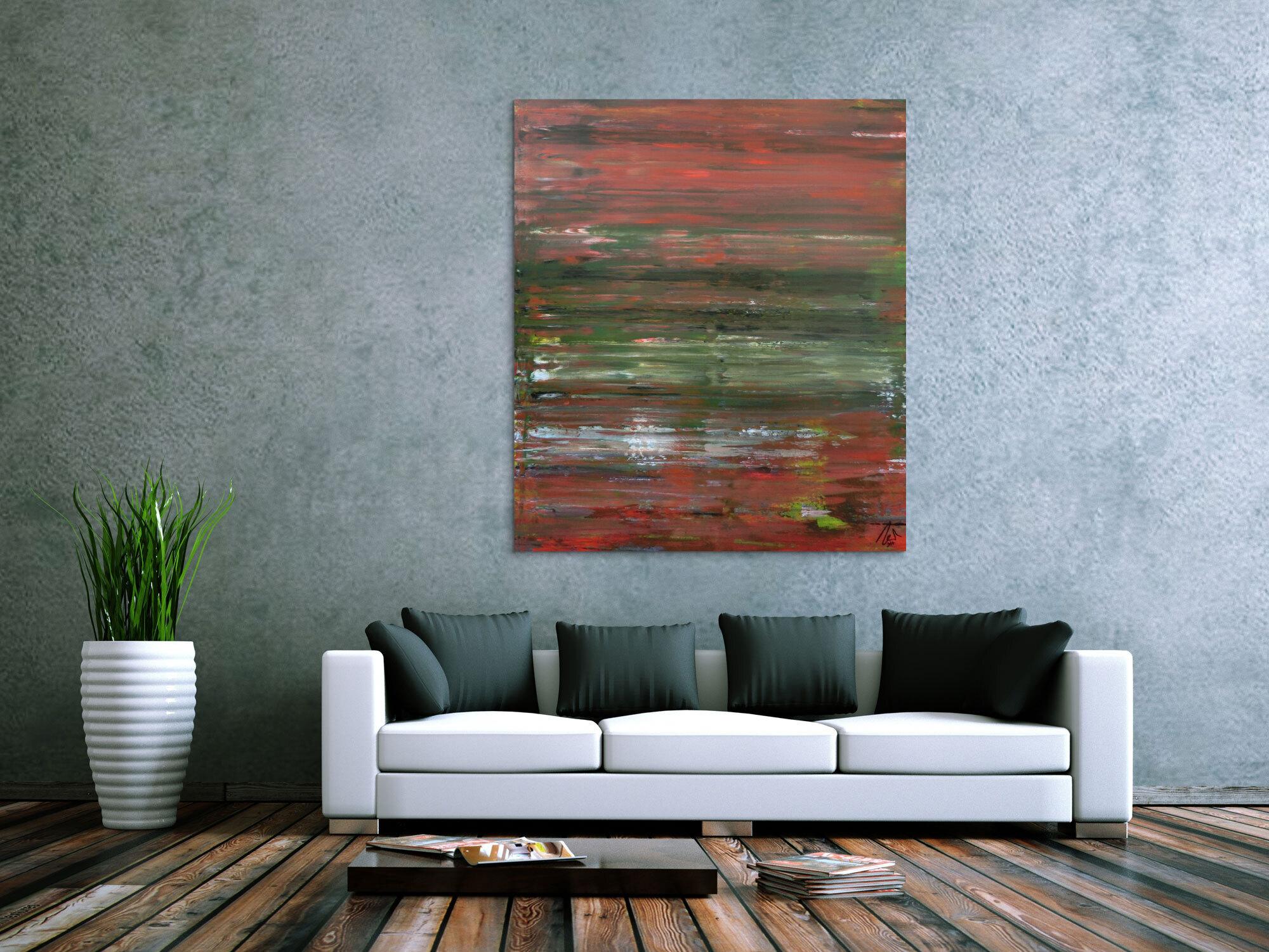 Abstraktes Acrylbild Spachteltechnik sehr modern braune und grüne Farbtöne