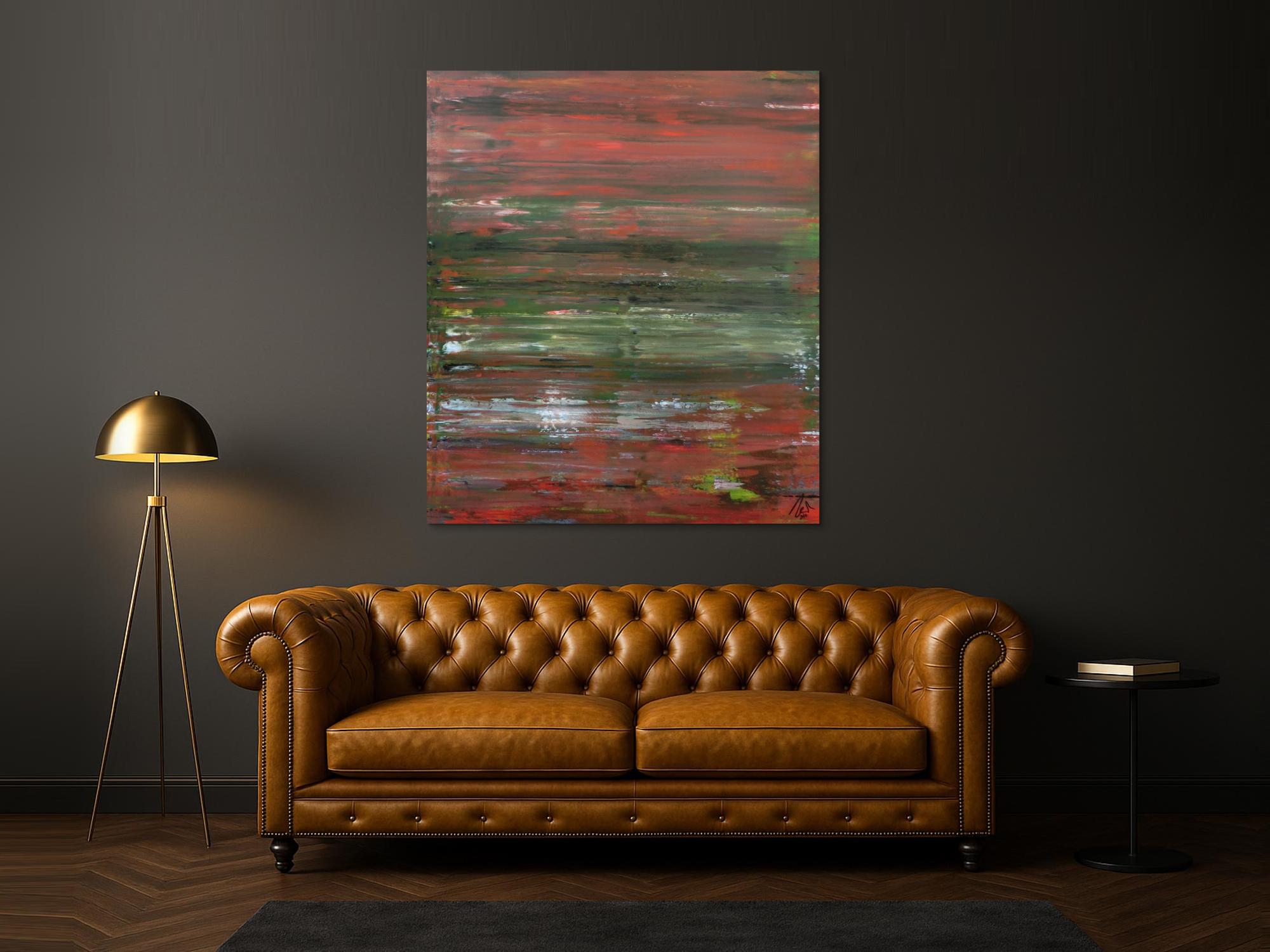 Abstraktes Acrylbild Spachteltechnik sehr modern braune und grüne Farbtöne