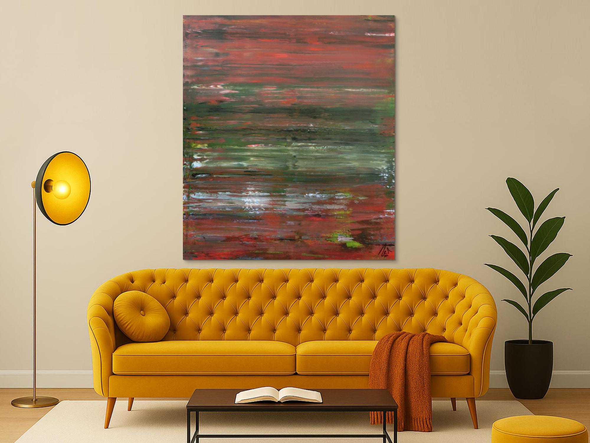 Abstraktes Acrylbild Spachteltechnik sehr modern braune und grüne Farbtöne