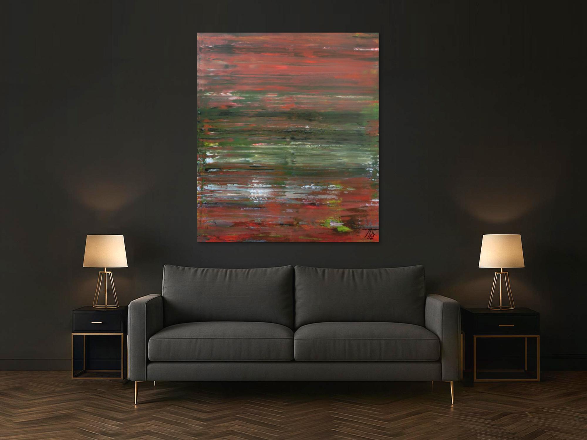 Abstraktes Acrylbild Spachteltechnik sehr modern braune und grüne Farbtöne