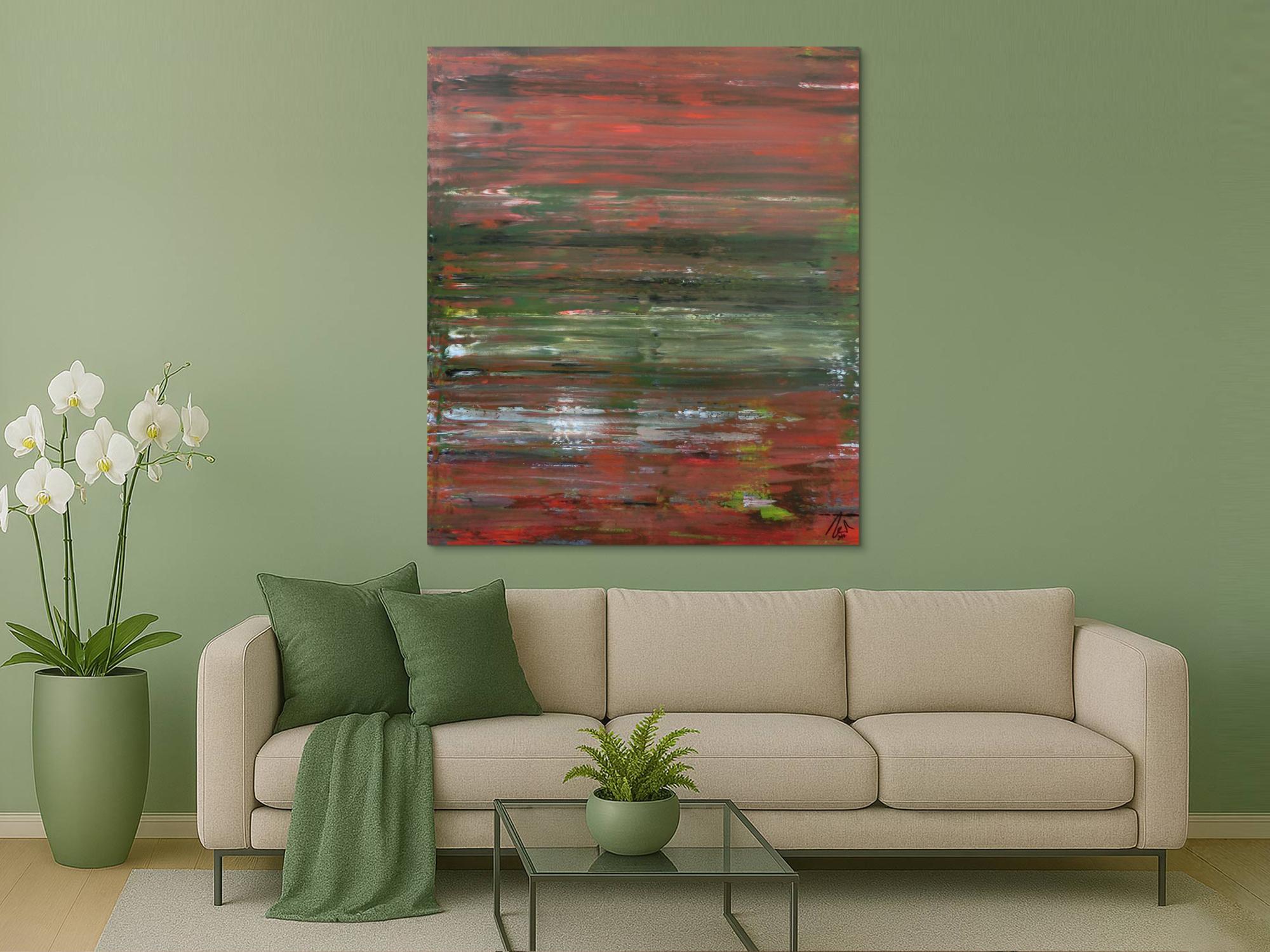 Abstraktes Acrylbild Spachteltechnik sehr modern braune und grüne Farbtöne