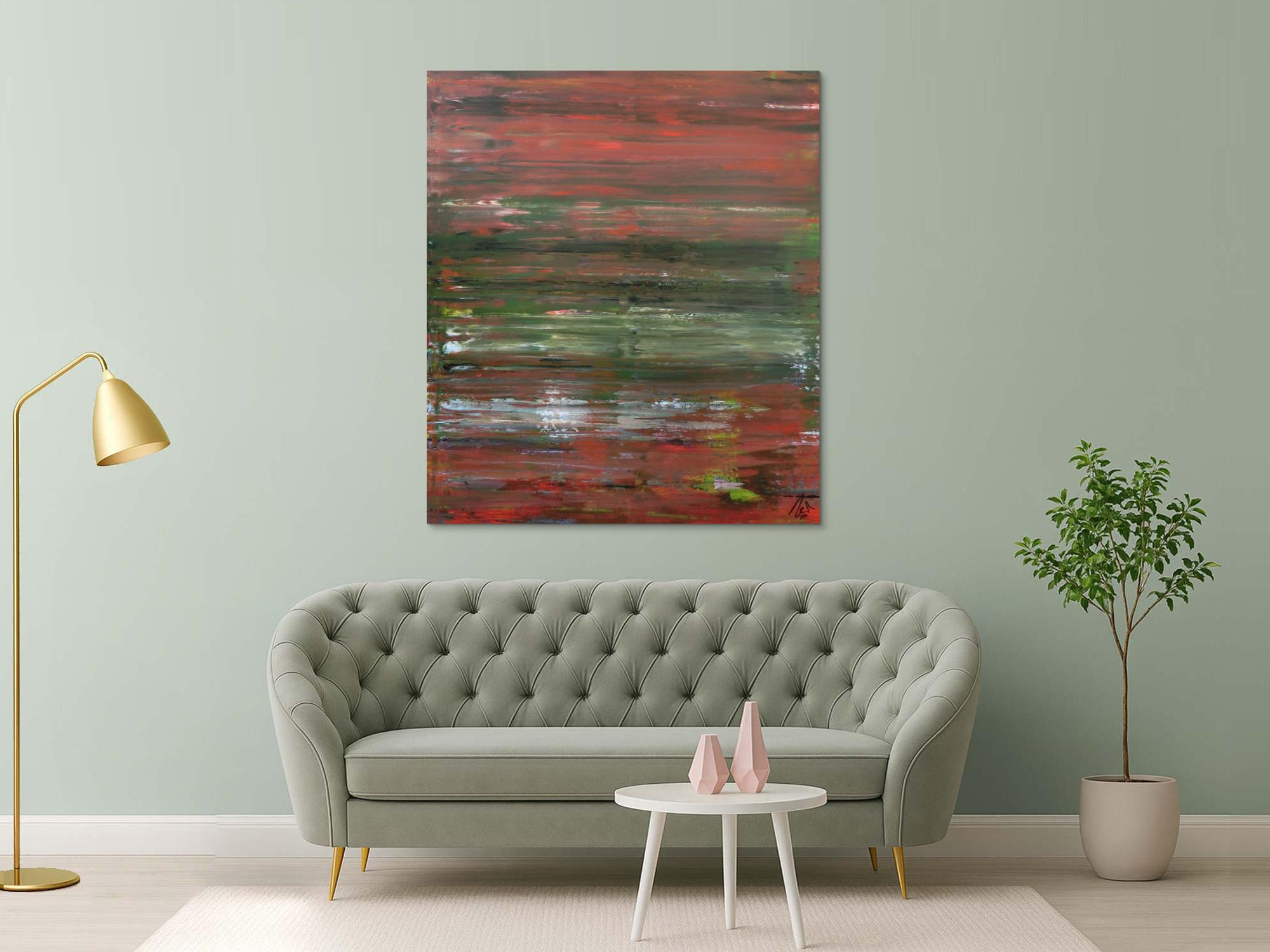 Abstraktes Acrylbild Spachteltechnik sehr modern braune und grüne Farbtöne