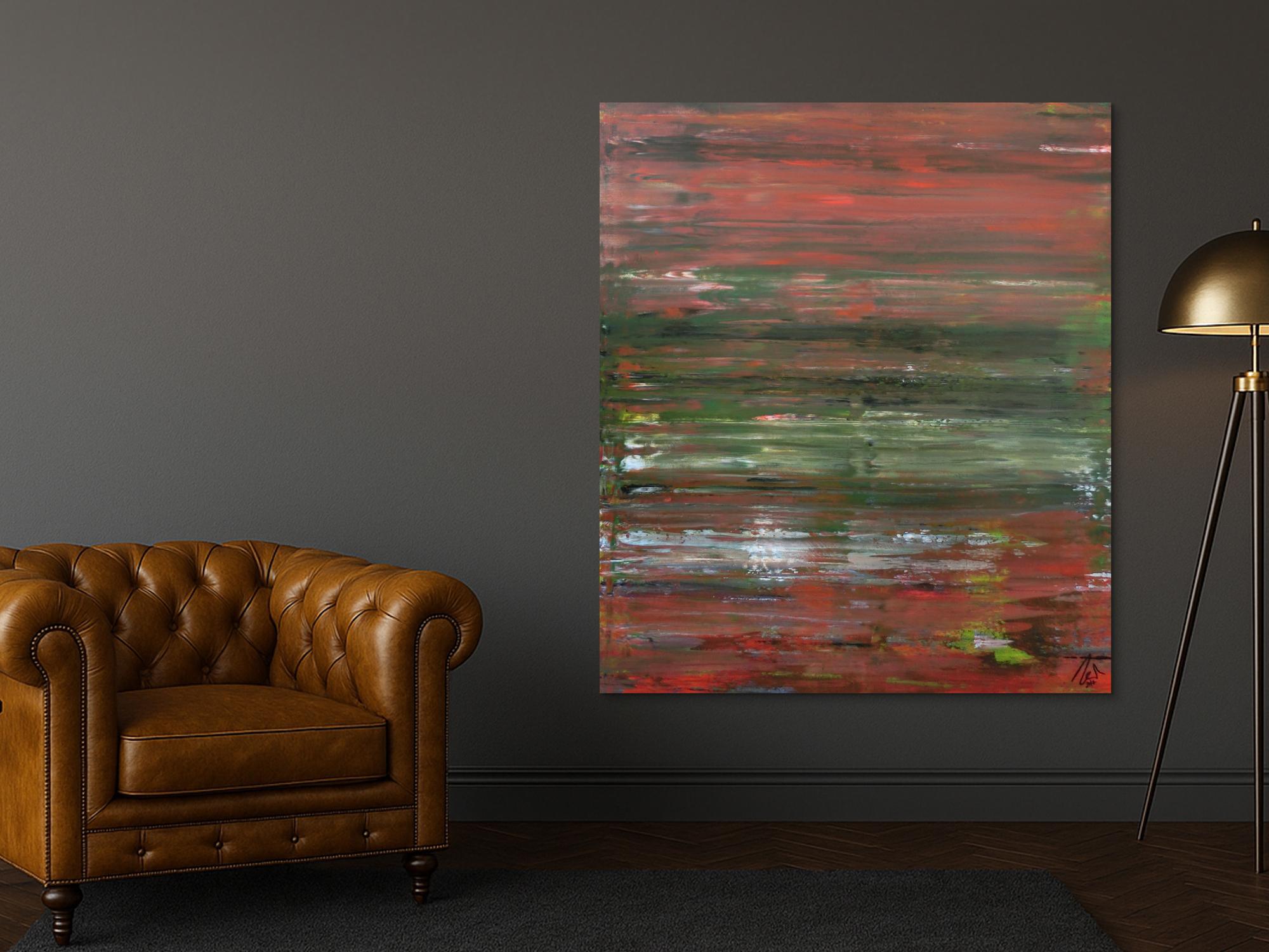 Abstraktes Acrylbild Spachteltechnik sehr modern braune und grüne Farbtöne