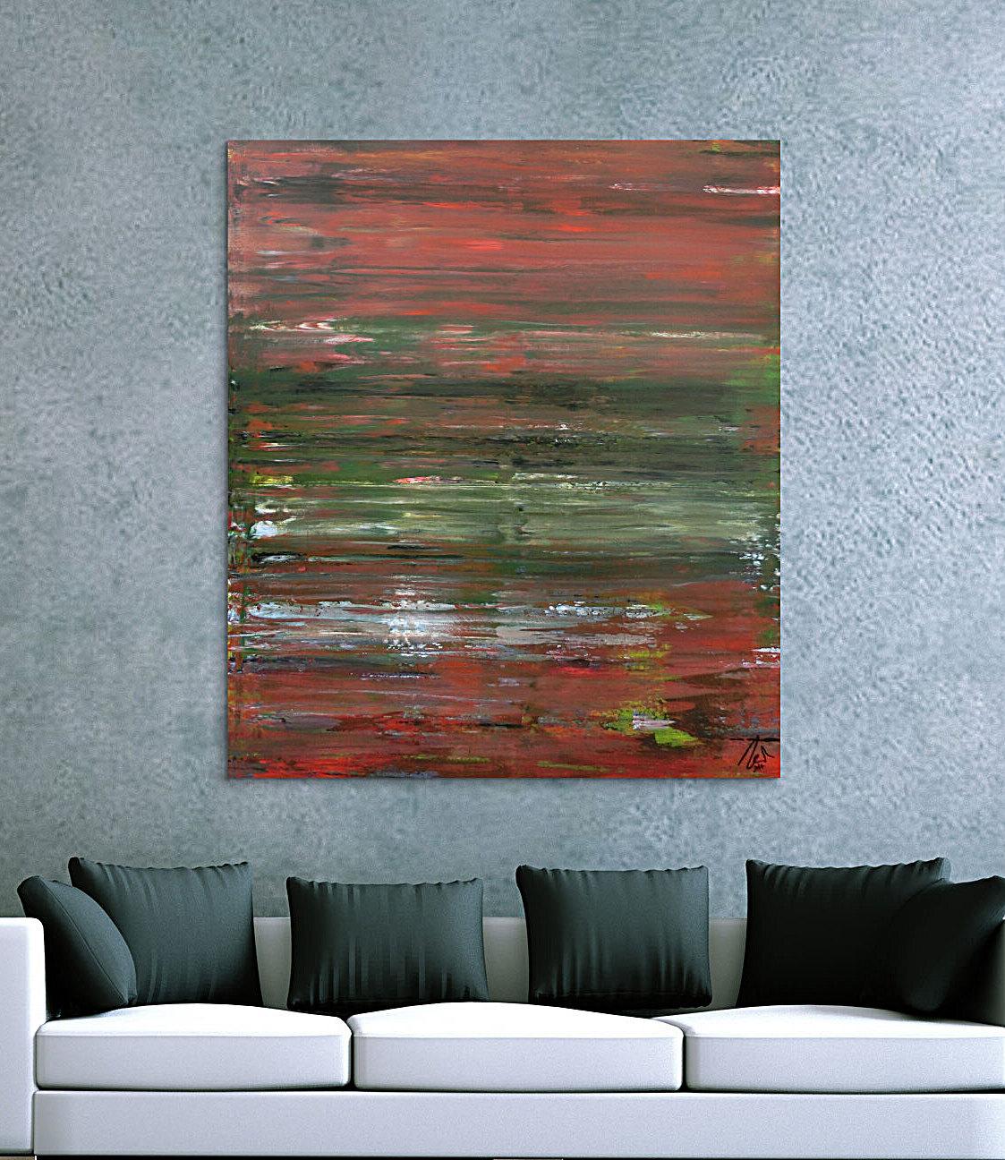 Abstraktes Acrylbild Spachteltechnik sehr modern braune und grüne Farbtöne