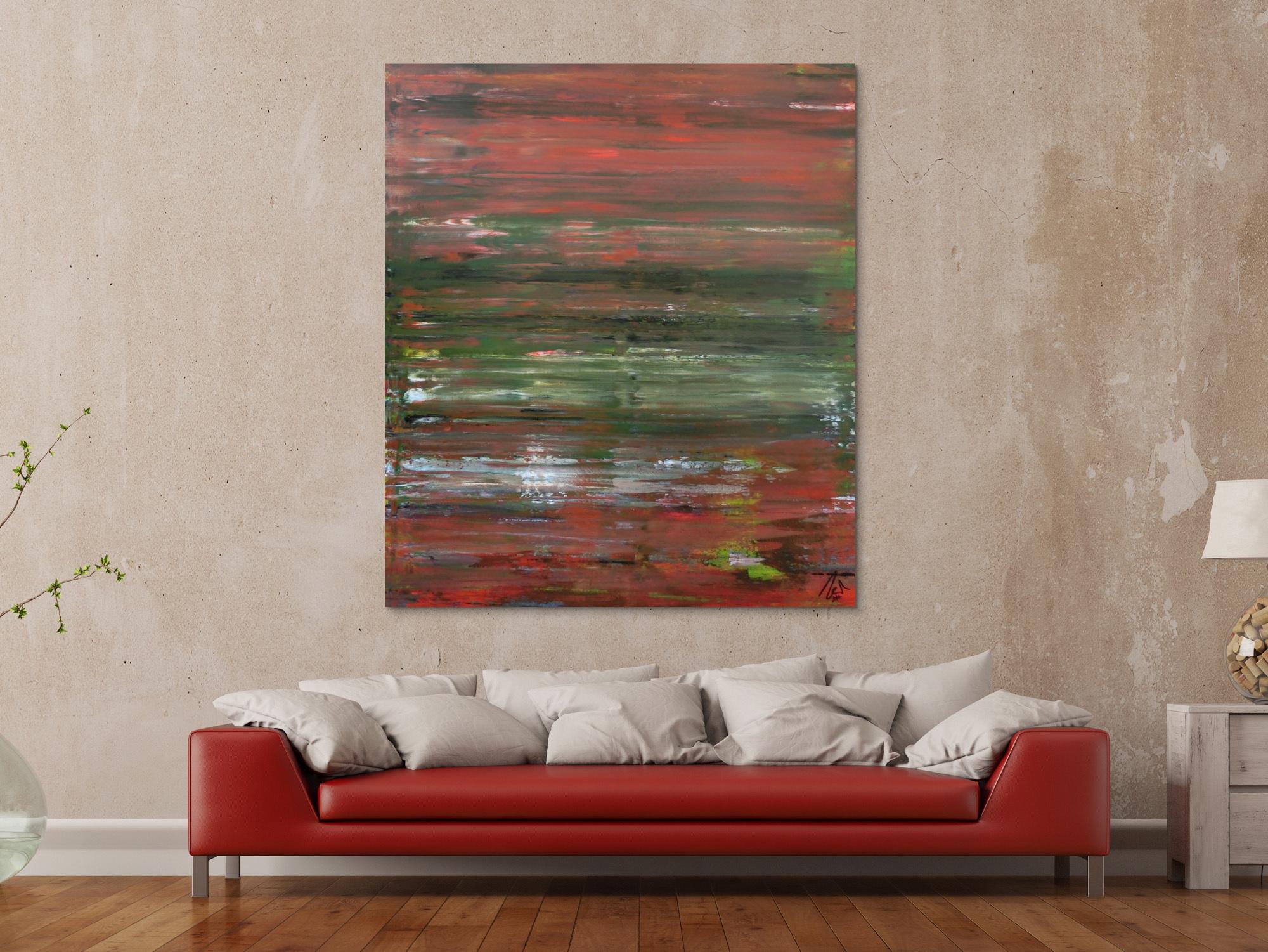 Abstraktes Acrylbild Spachteltechnik sehr modern braune und grüne Farbtöne