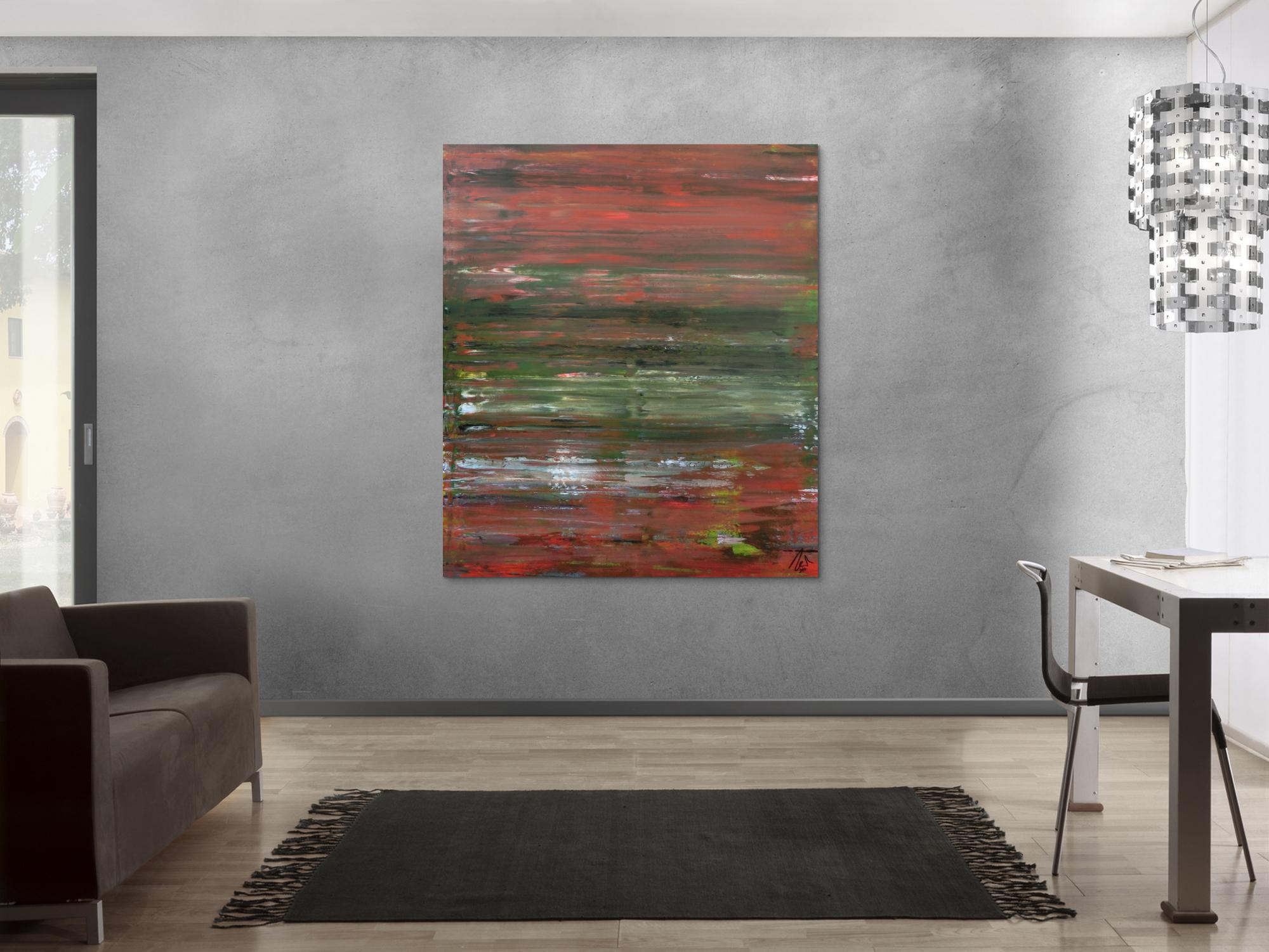 Abstraktes Acrylbild Spachteltechnik sehr modern braune und grüne Farbtöne