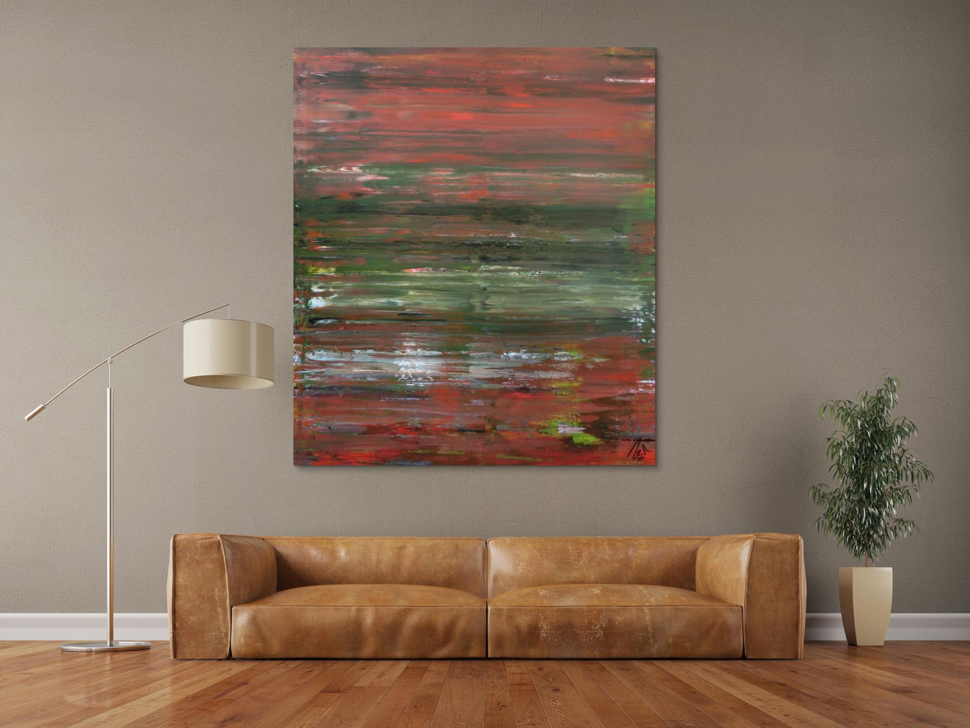 Abstraktes Acrylbild Spachteltechnik sehr modern braune und grüne Farbtöne