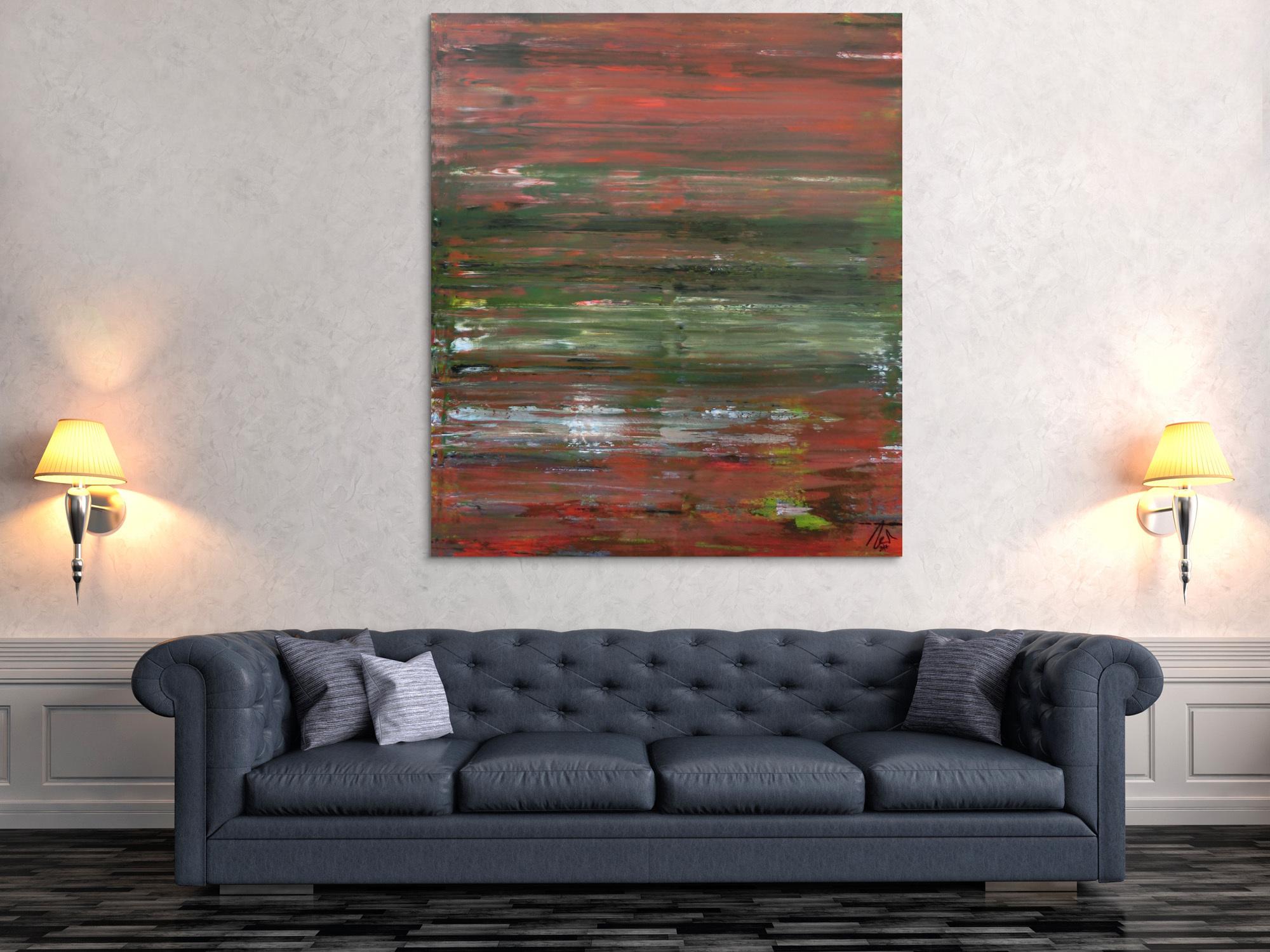 Abstraktes Acrylbild Spachteltechnik sehr modern braune und grüne Farbtöne