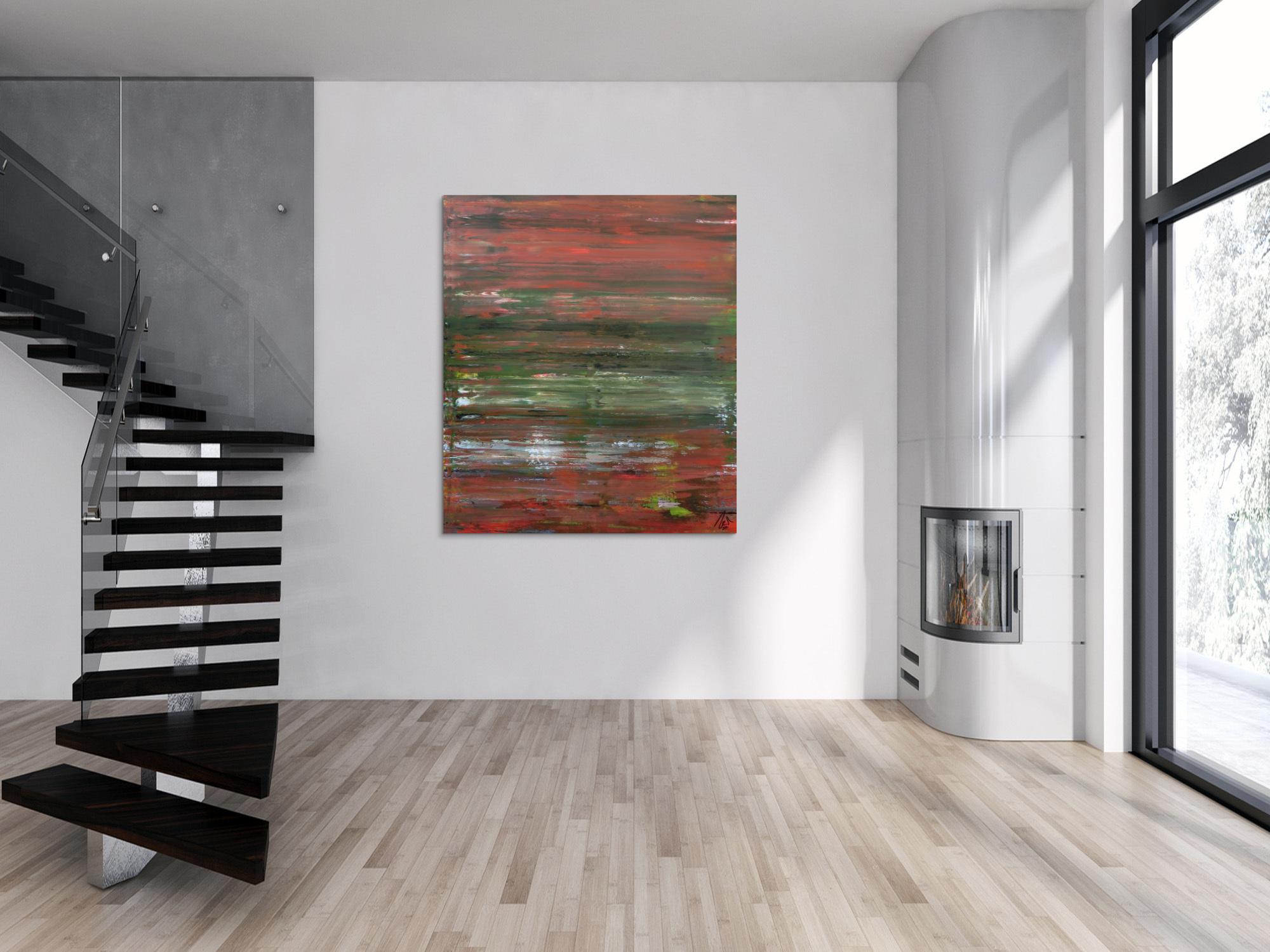 Abstraktes Acrylbild Spachteltechnik sehr modern braune und grüne Farbtöne