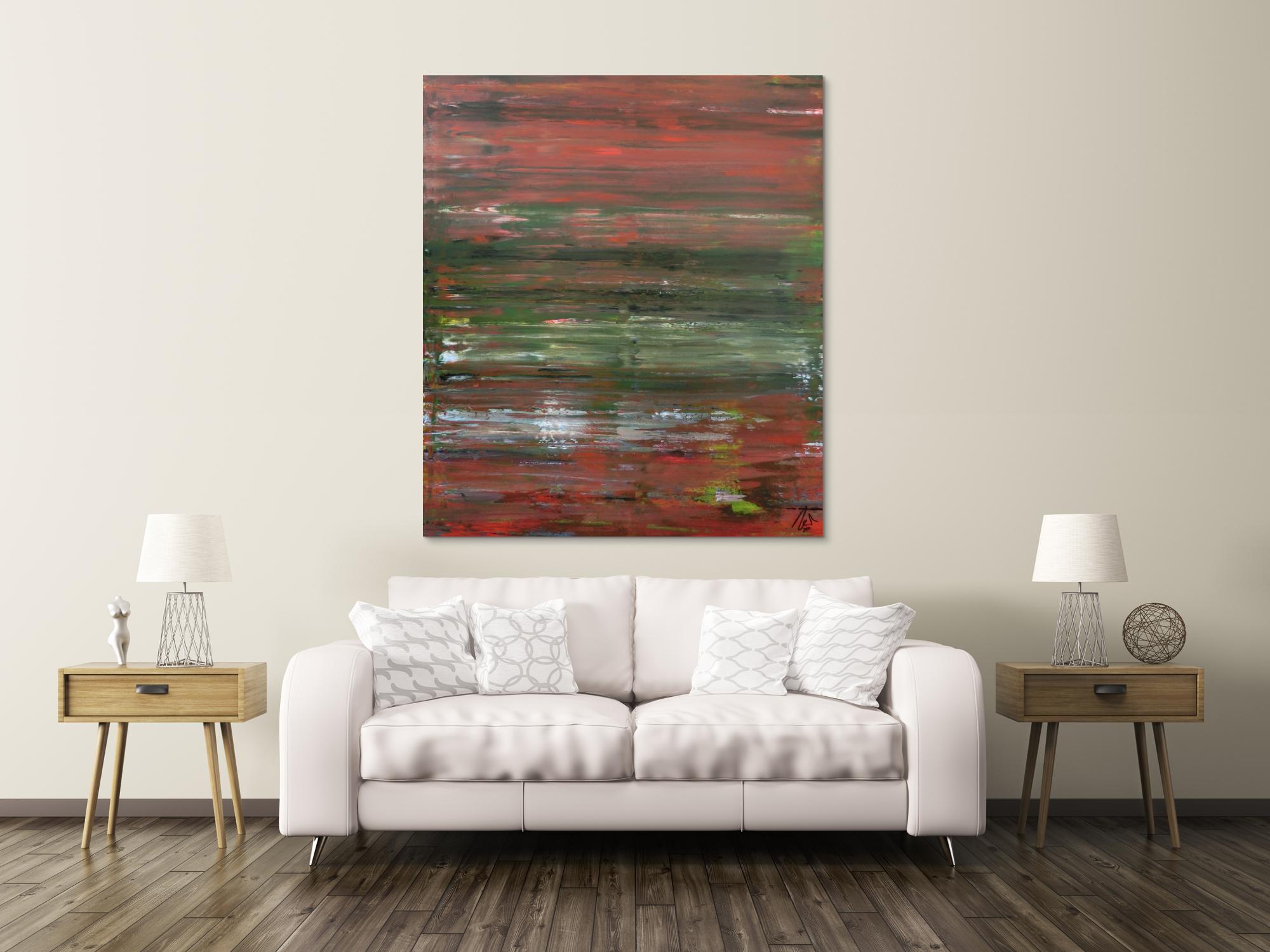 Abstraktes Acrylbild Spachteltechnik sehr modern braune und grüne Farbtöne