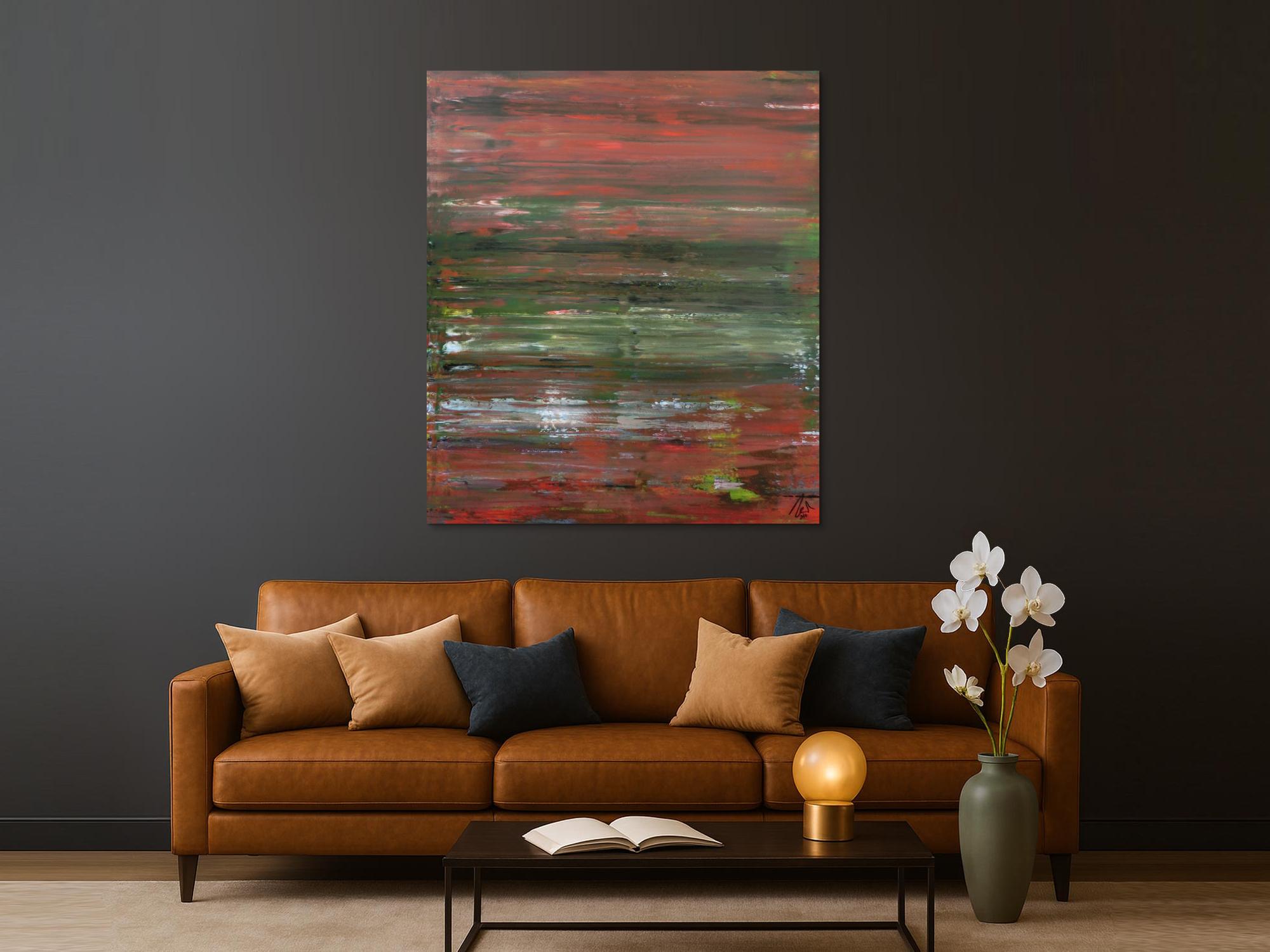 Abstraktes Acrylbild Spachteltechnik sehr modern braune und grüne Farbtöne