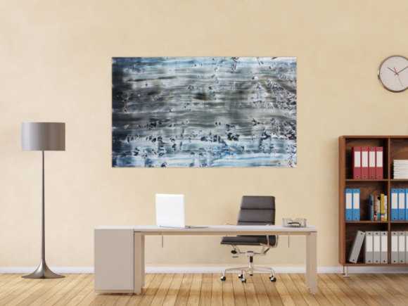 Abstraktes Acrylbild Spachteltechnik rau blaue Farben sehr modern