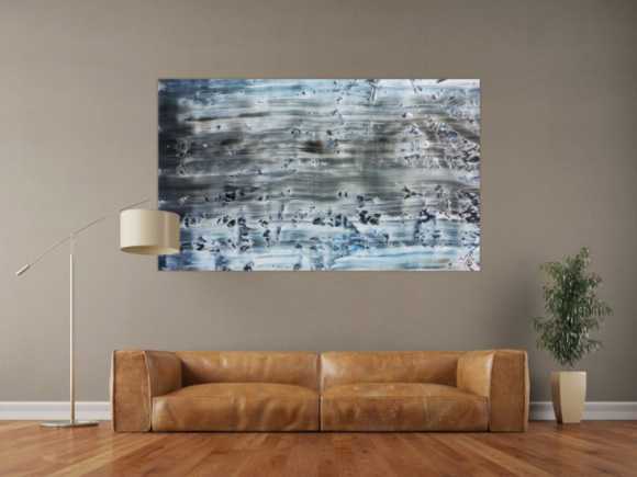 Abstraktes Acrylbild Spachteltechnik rau blaue Farben sehr modern