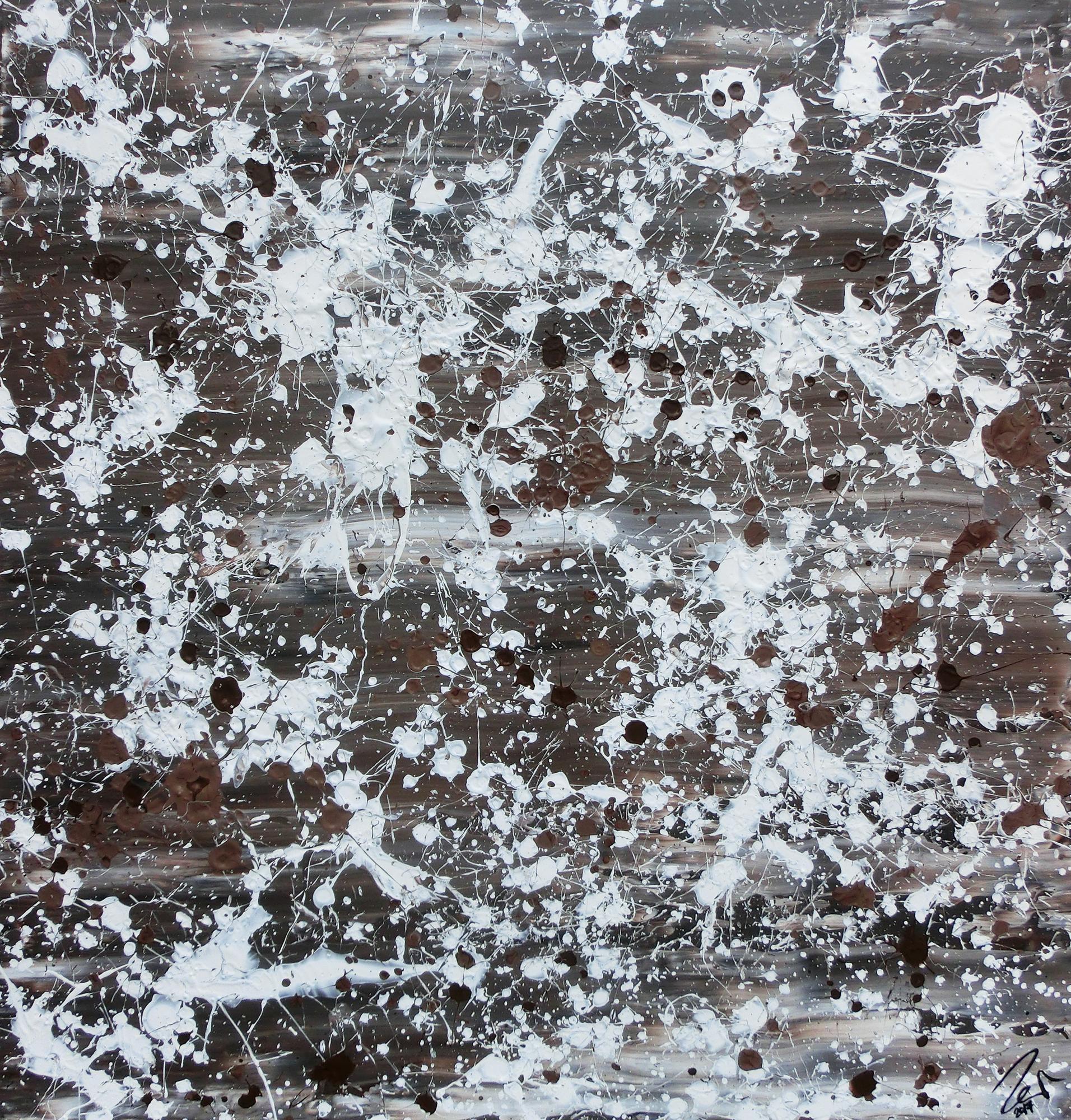 Abstraktes Acrylbild sehr modern braune Farben schlicht Actionpainting