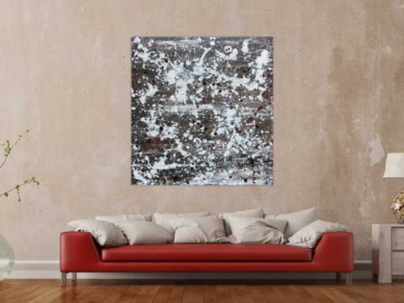 Abstraktes Acrylbild sehr modern braune Farben schlicht Actionpainting