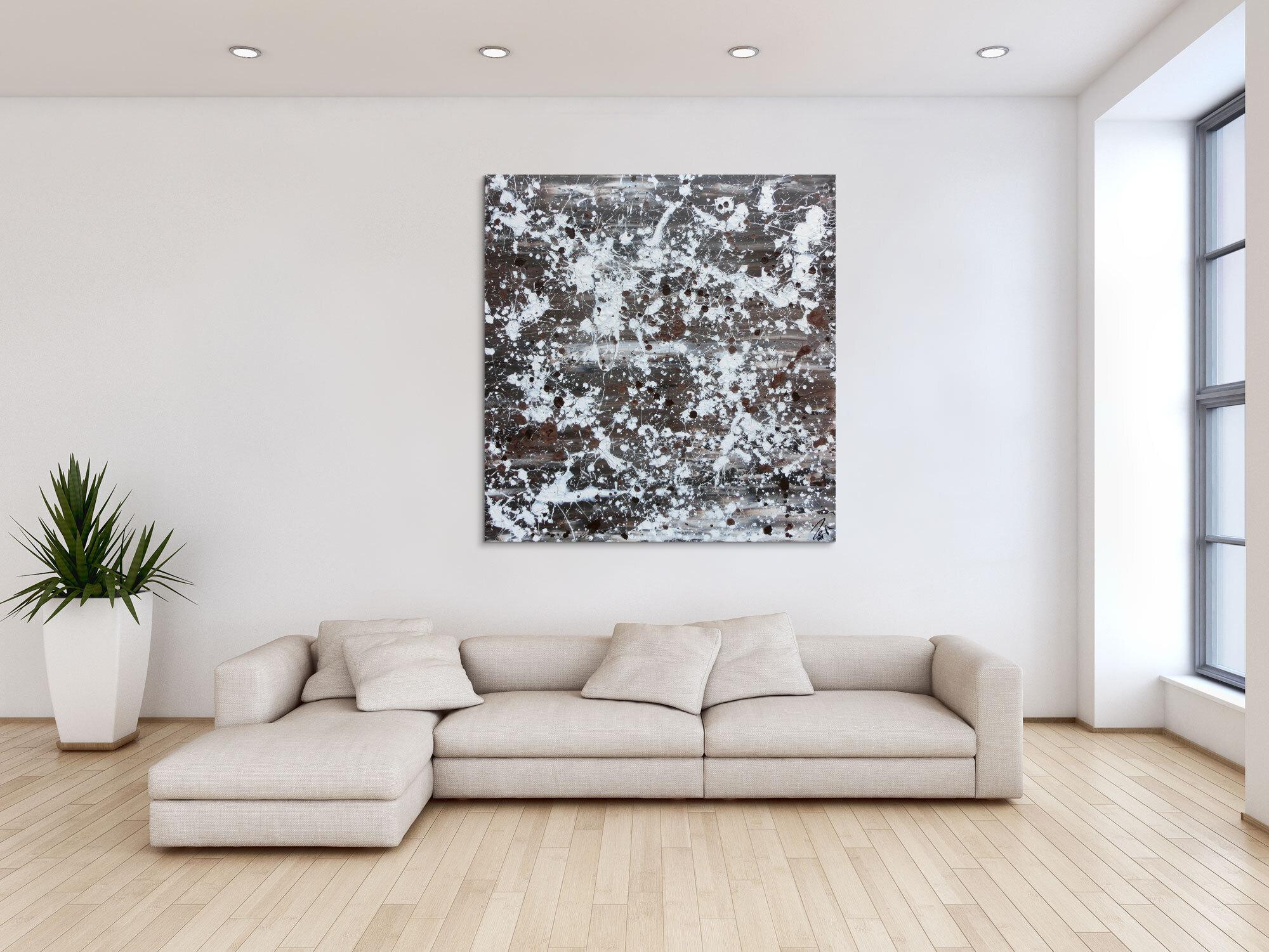 Abstraktes Acrylbild sehr modern braune Farben schlicht Actionpainting