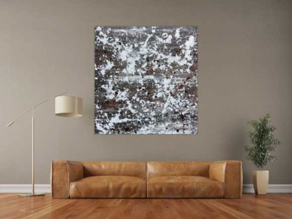 Abstraktes Acrylbild sehr modern braune Farben schlicht Actionpainting