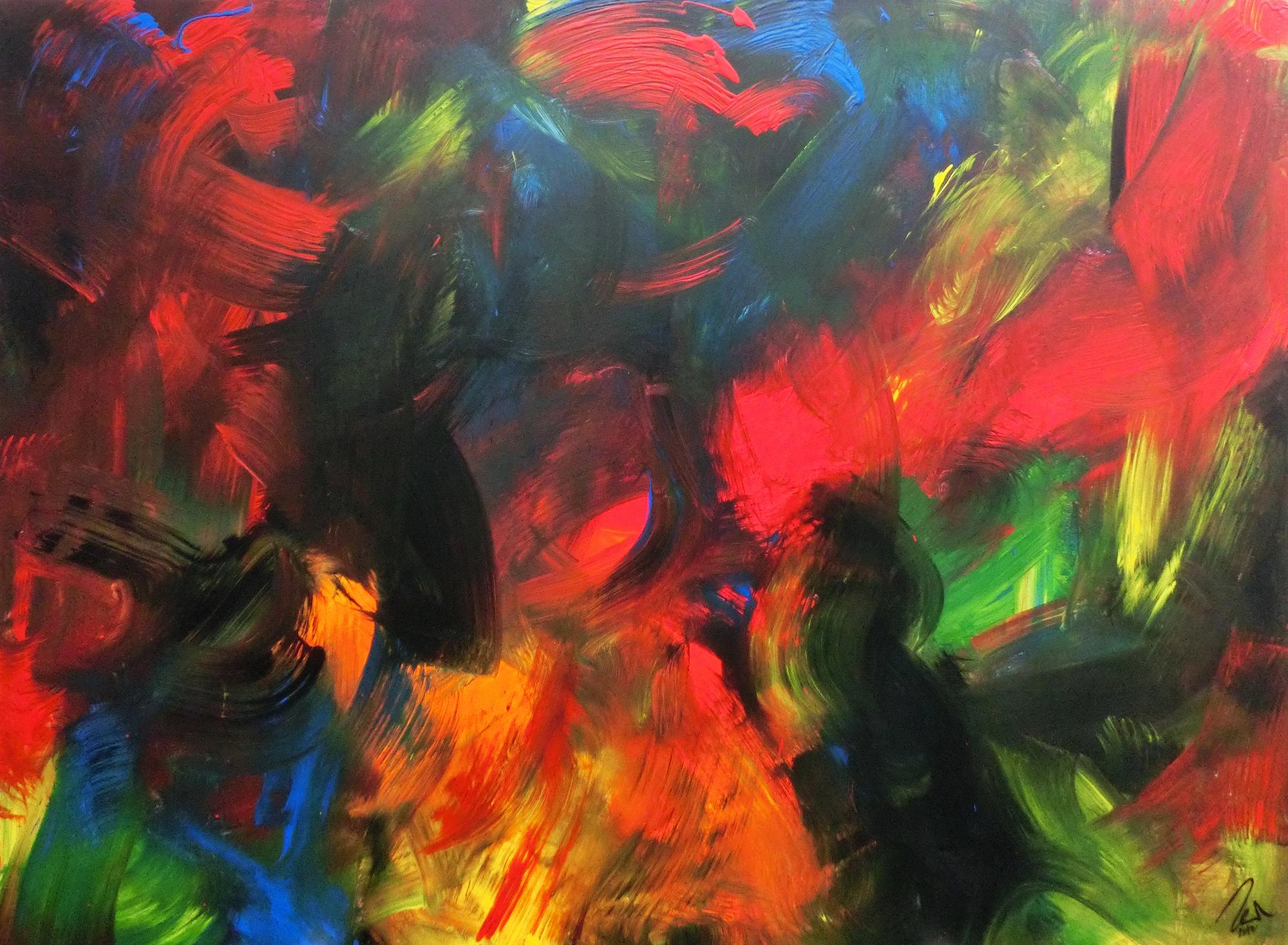 Sehr buntes abstraktes Acrylbild sehr modern und viele Farben