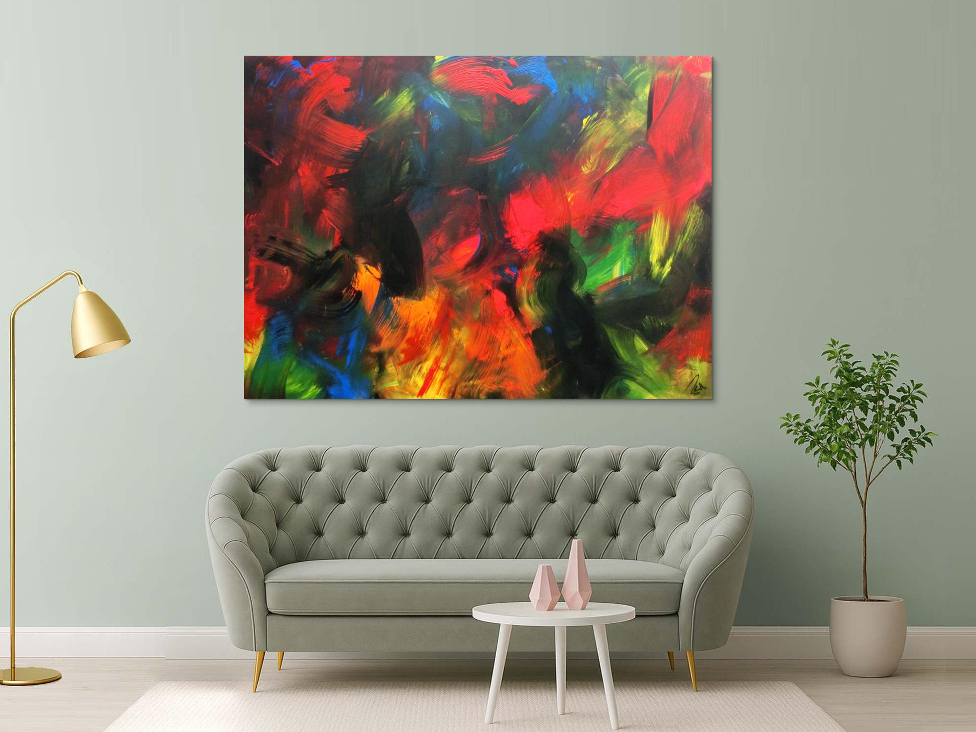 Sehr buntes abstraktes Acrylbild sehr modern und viele Farben