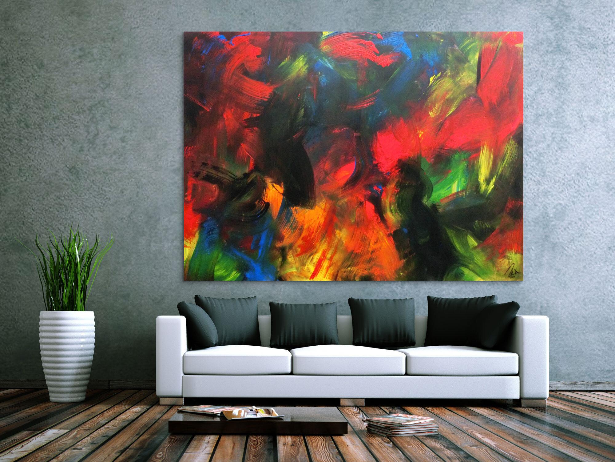 Sehr buntes abstraktes Acrylbild sehr modern und viele Farben