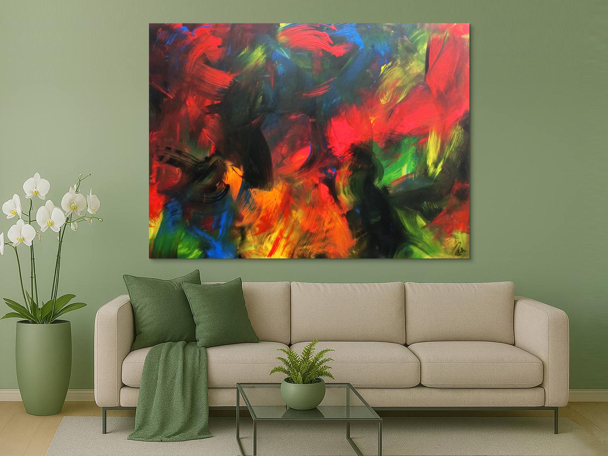 Sehr buntes abstraktes Acrylbild sehr modern und viele Farben