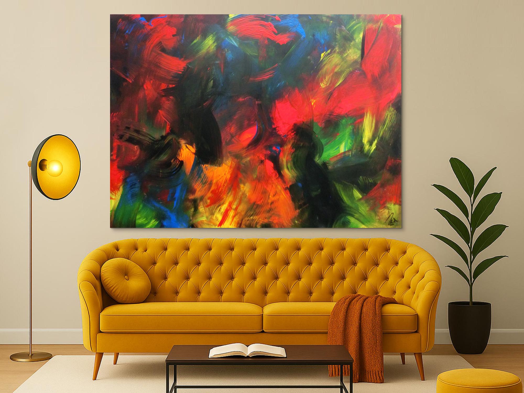 Sehr buntes abstraktes Acrylbild sehr modern und viele Farben