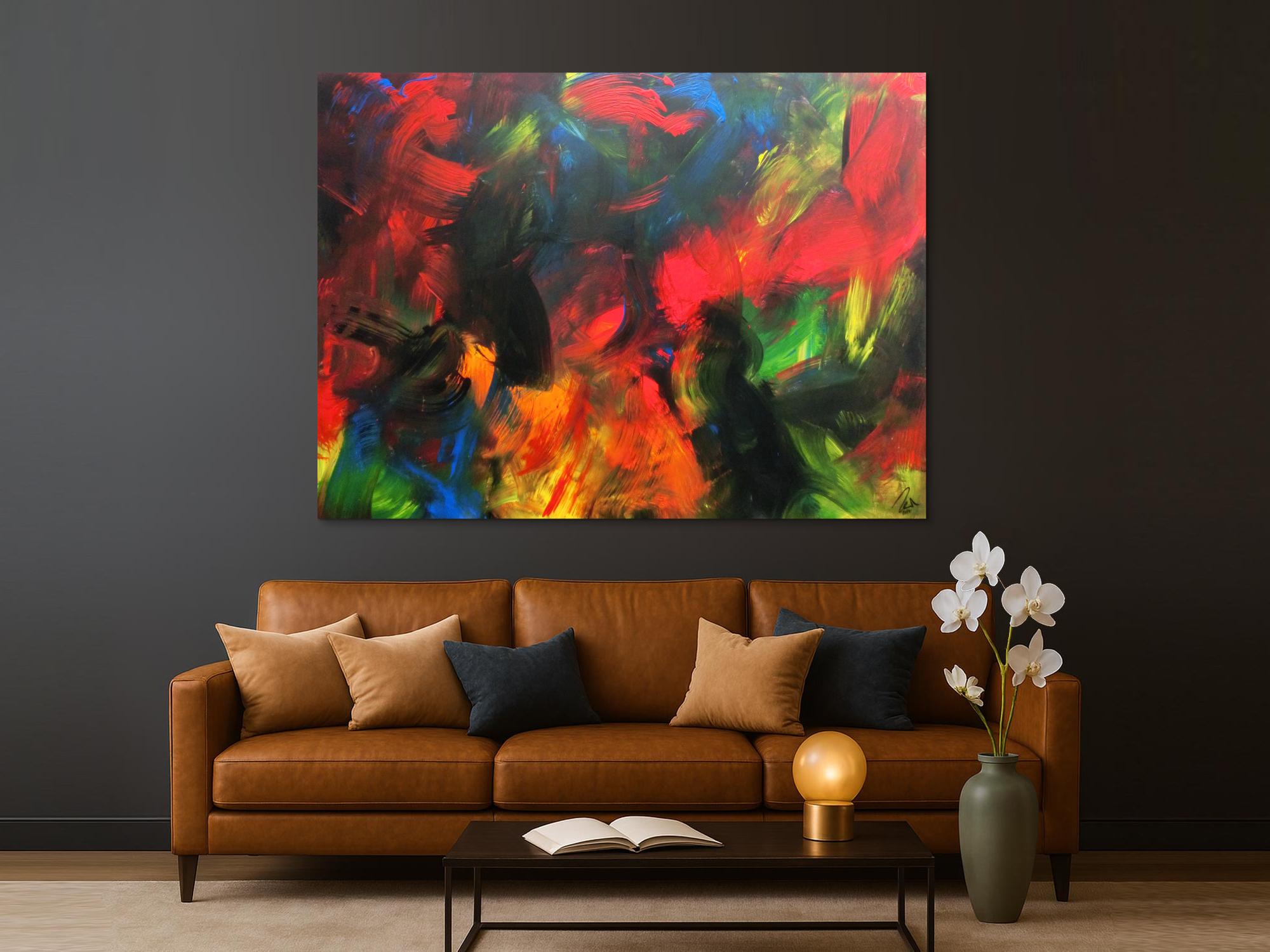 Sehr buntes abstraktes Acrylbild sehr modern und viele Farben