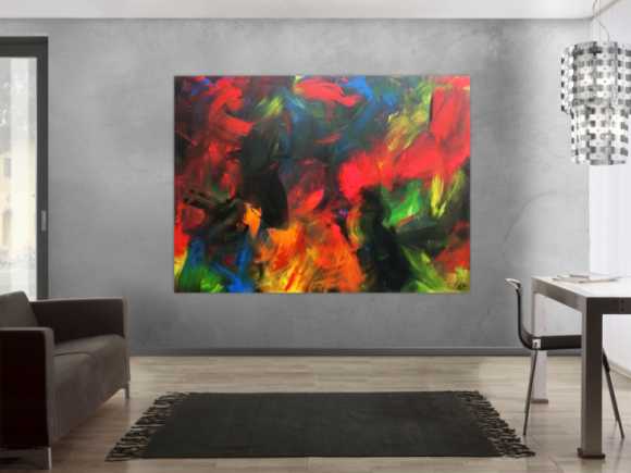 Sehr buntes abstraktes Acrylbild sehr modern und viele Farben
