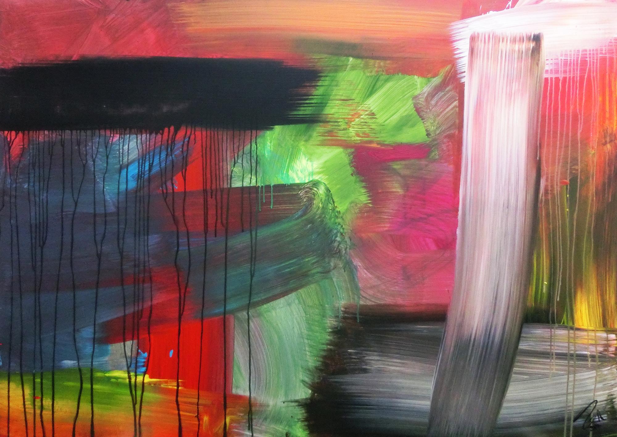 Abstraktes Acrylbild sehr bunt modern in Mischtechnik viele Farben