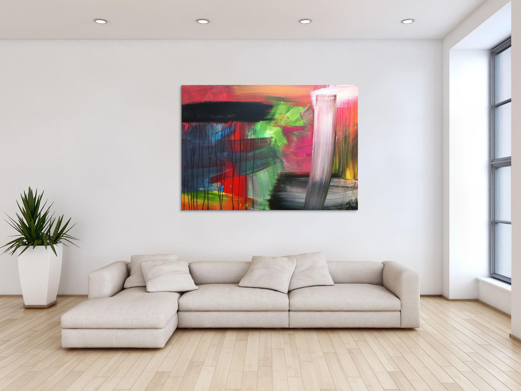 Abstraktes Acrylbild sehr bunt modern in Mischtechnik viele Farben