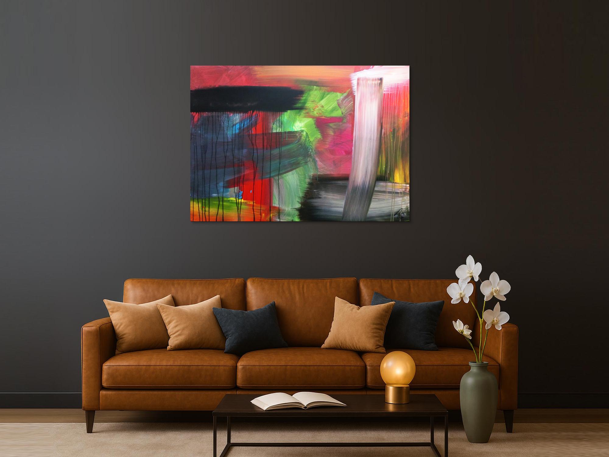 Abstraktes Acrylbild sehr bunt modern in Mischtechnik viele Farben